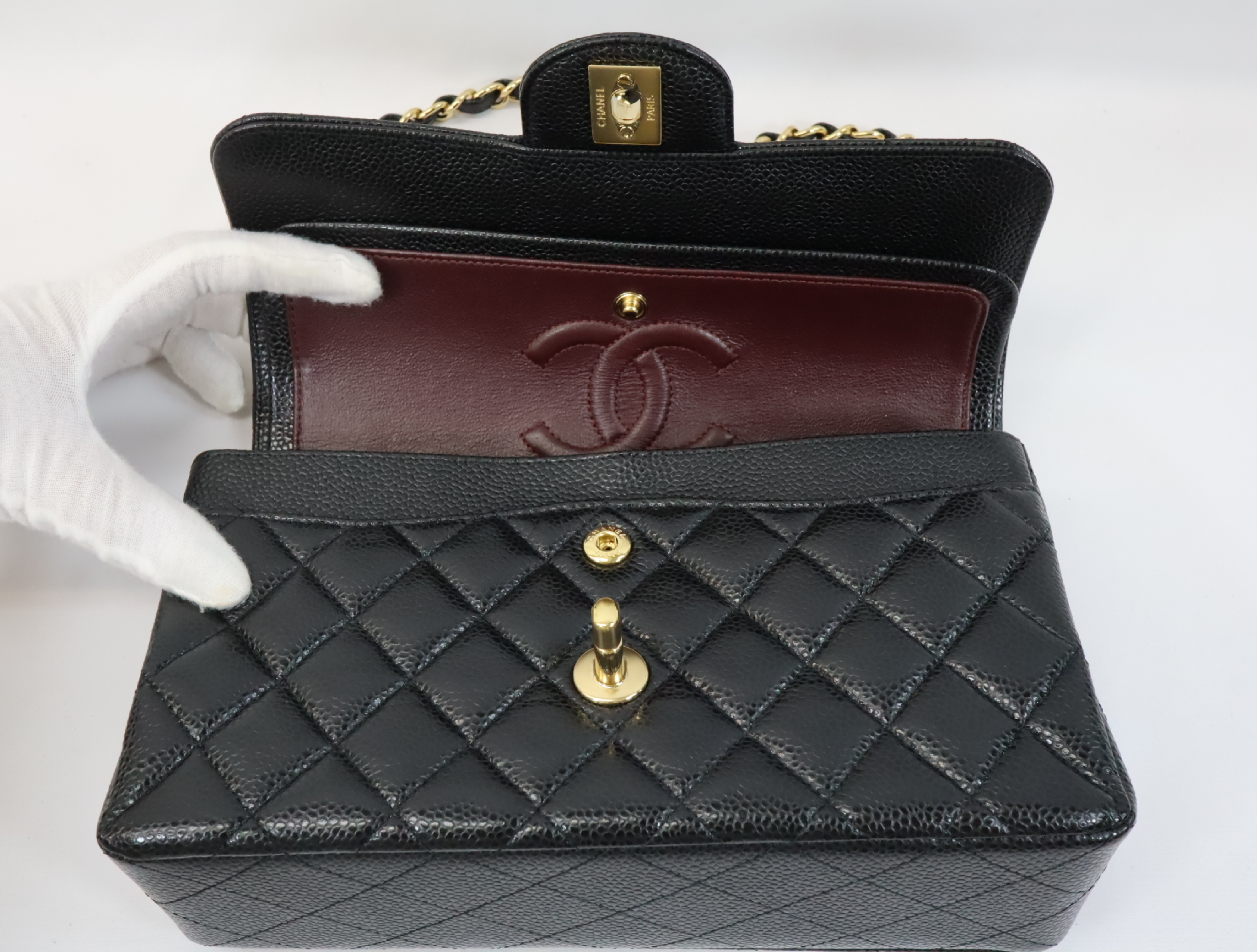 Matelassé 23 Caviar Skin Double Flap Shoulder Bag, Black, Serial Number , Gold Hardware, A01113? — view 12