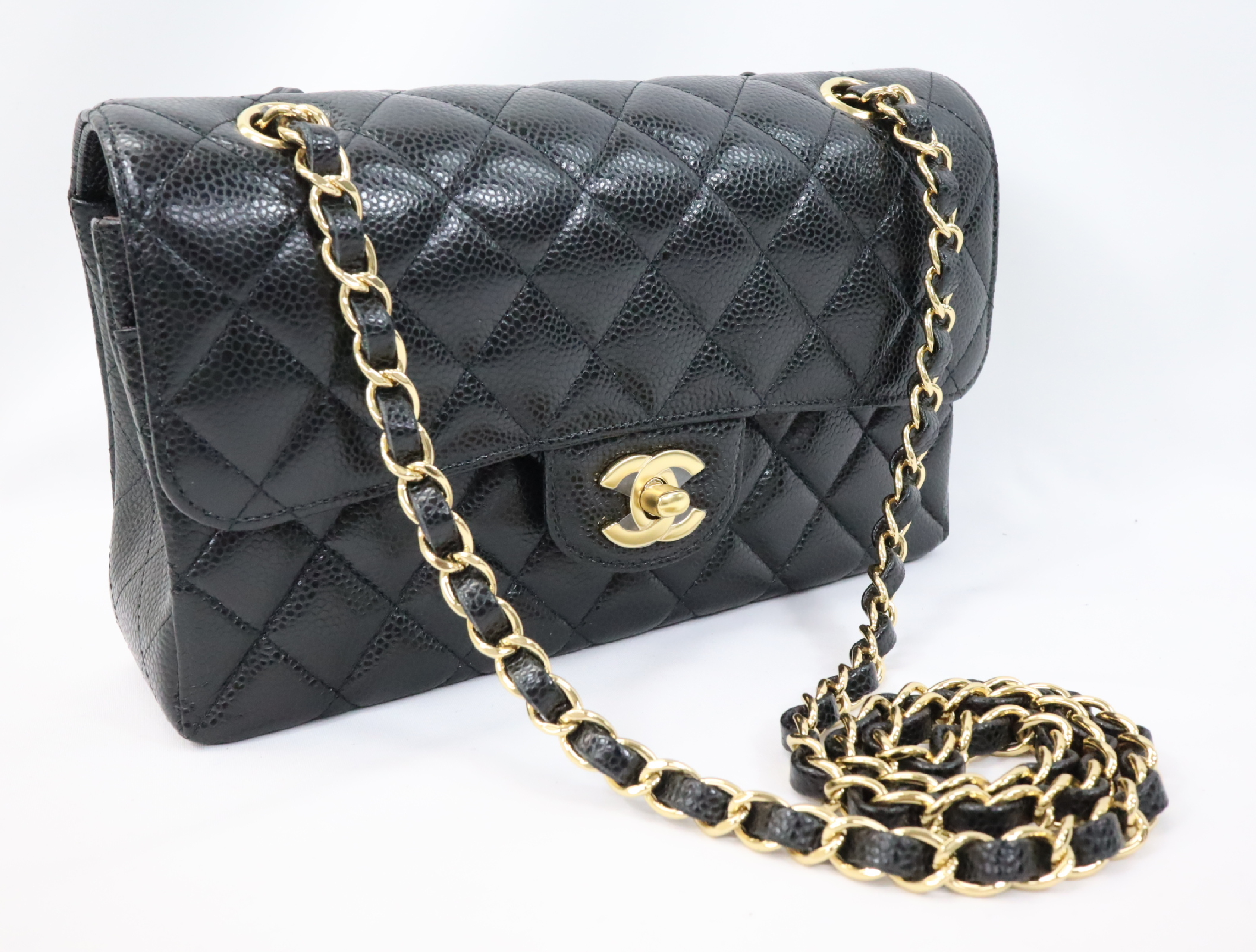 Matelassé 23 Caviar Skin Double Flap Shoulder Bag, Black, Serial Number , Gold Hardware, A01113? — view 5