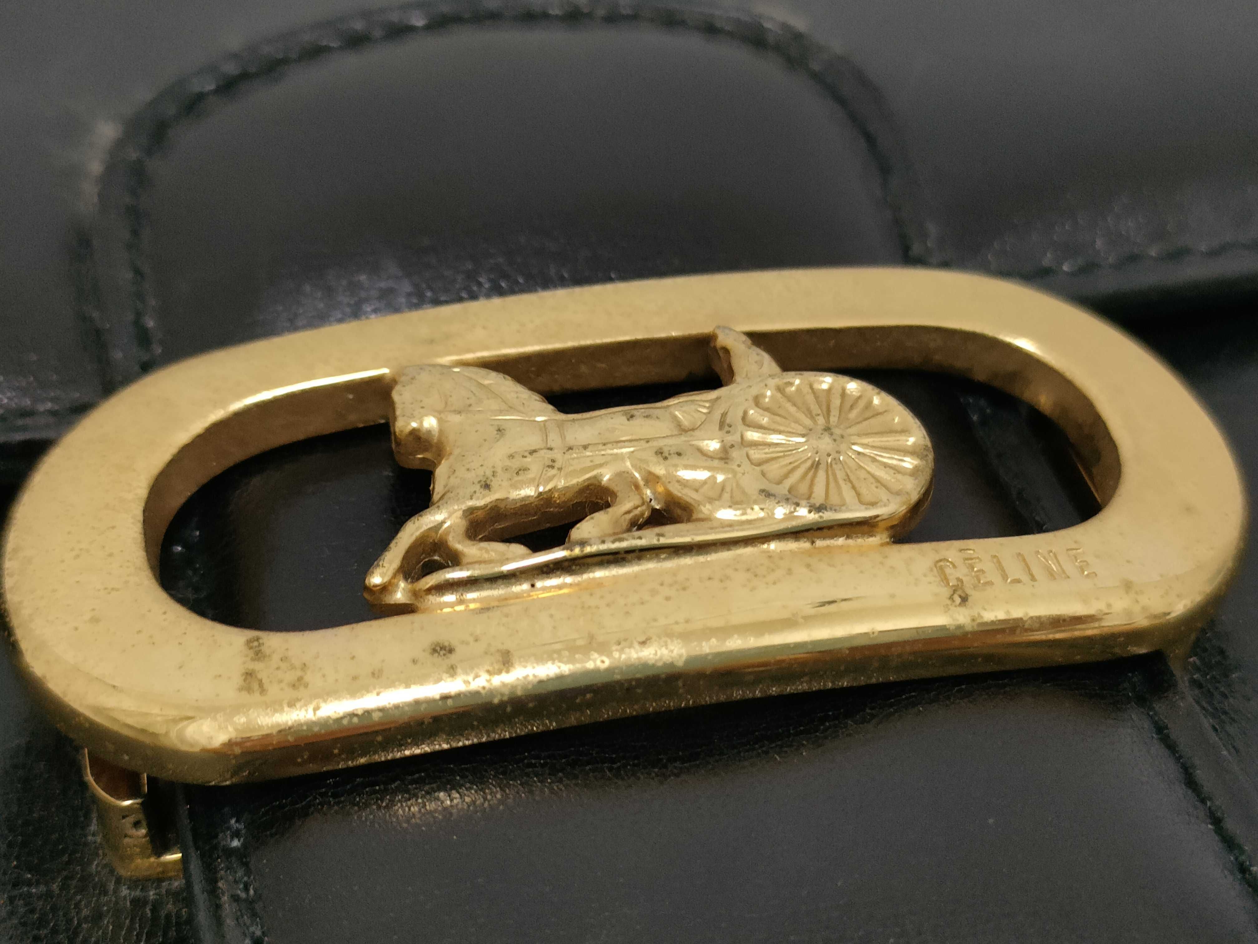 (Celine) Black Shoulder Bag with Carriage Hardware, Vintage, Old Stamp, Comes with Dust Bag — view 14