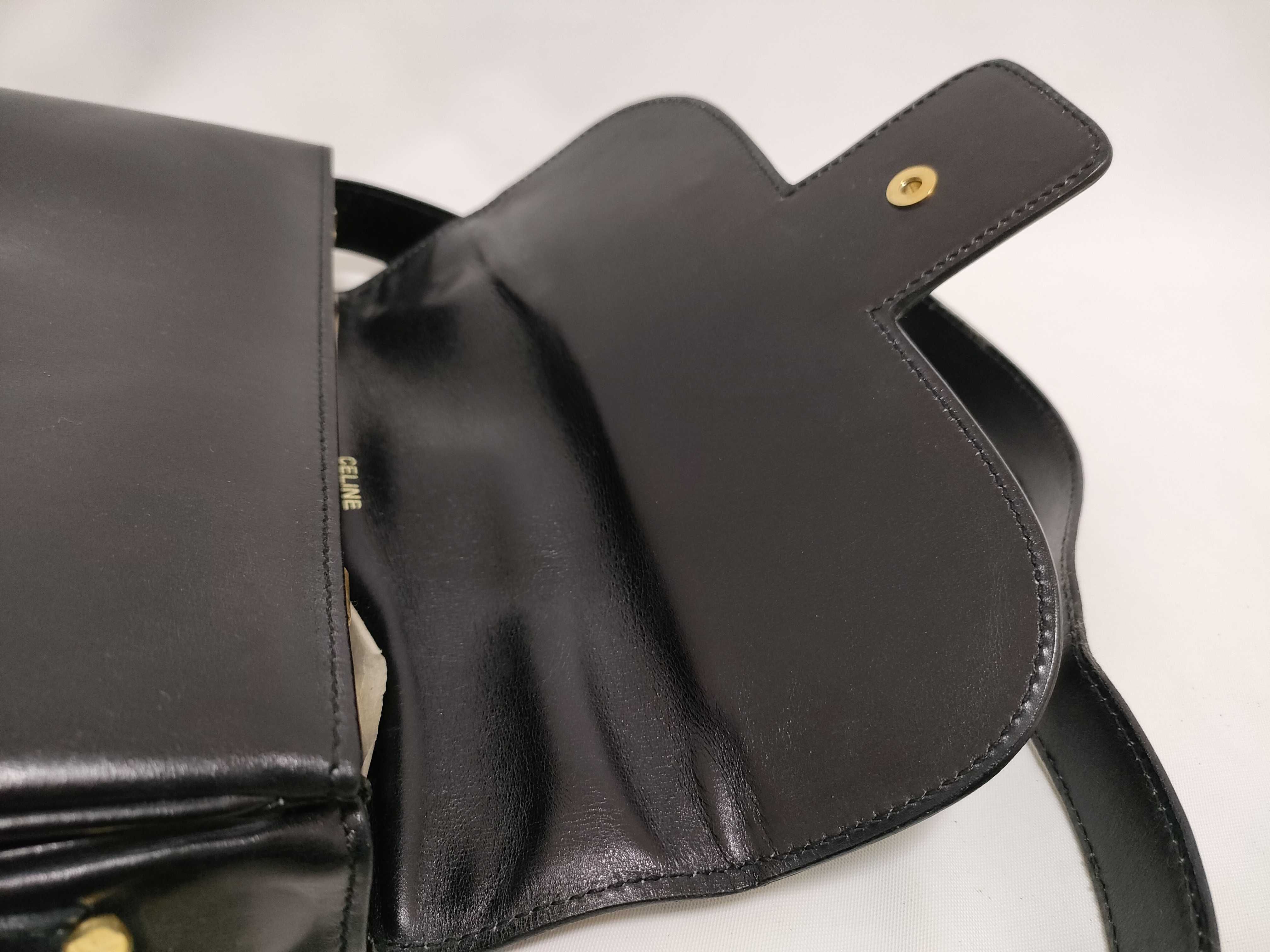 (Celine) Black Shoulder Bag with Carriage Hardware, Vintage, Old Stamp, Comes with Dust Bag — view 8