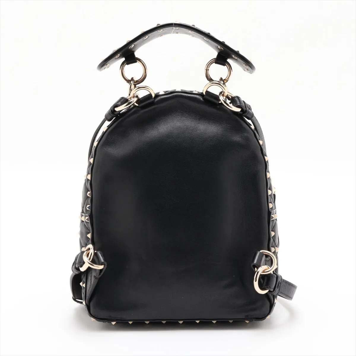Rockstud Leather Backpack/Rucksack, Black — view 2