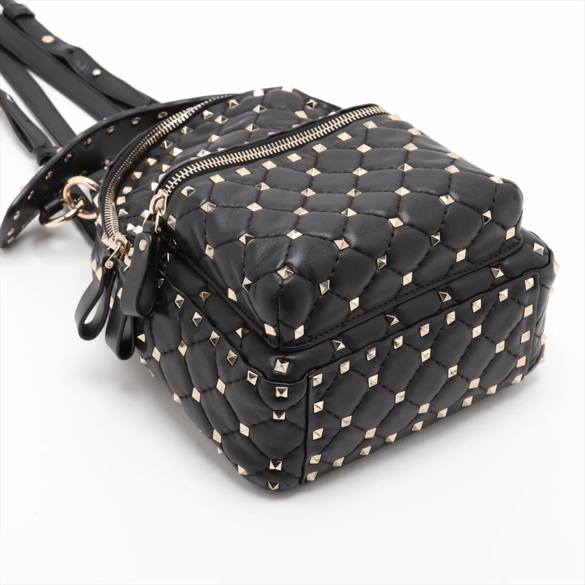 Rockstud Leather Backpack/Rucksack, Black — view 4