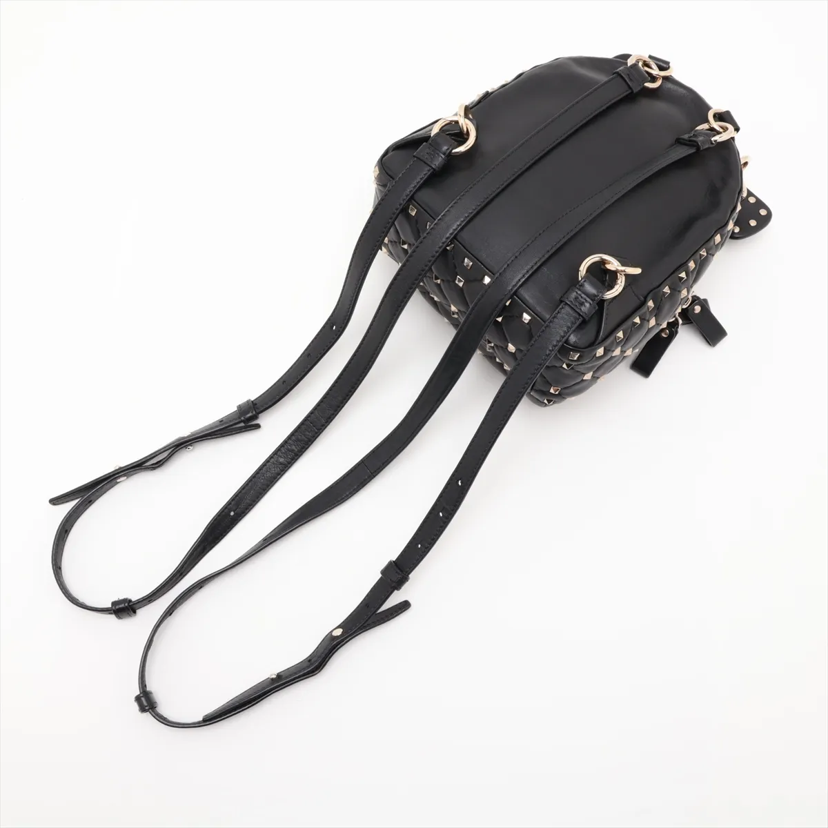Rockstud Leather Backpack/Rucksack, Black — view 5