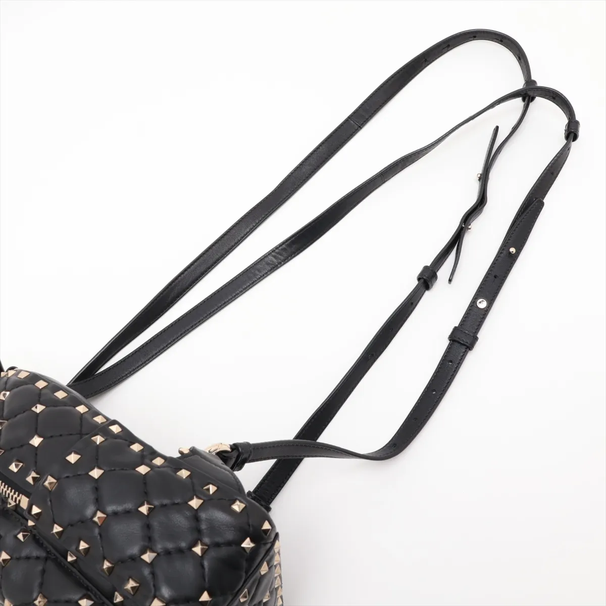 Rockstud Leather Backpack/Rucksack, Black — view 6