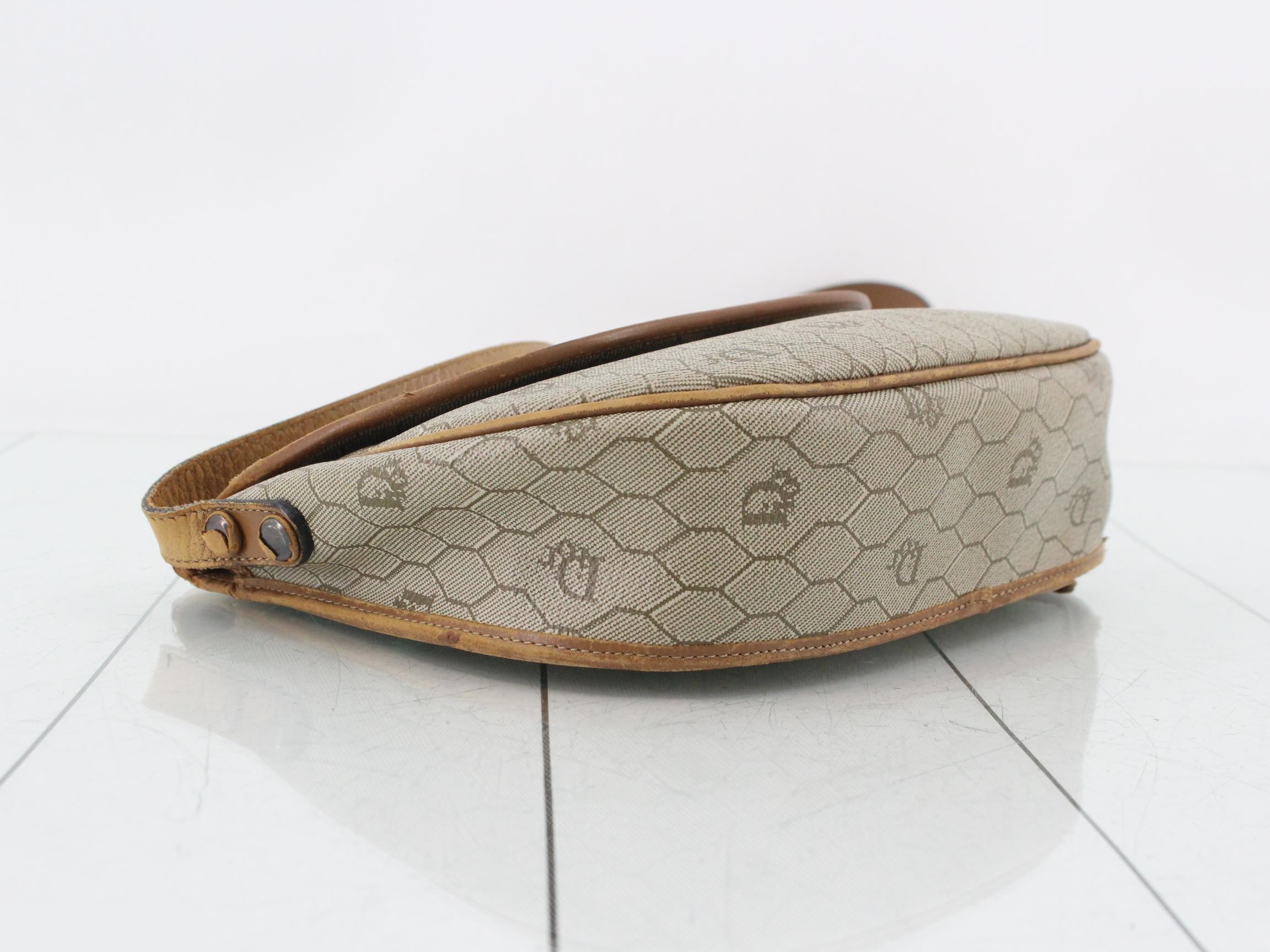 Vintage Honeycomb Pattern PVC x Leather Shoulder Bag — view 5