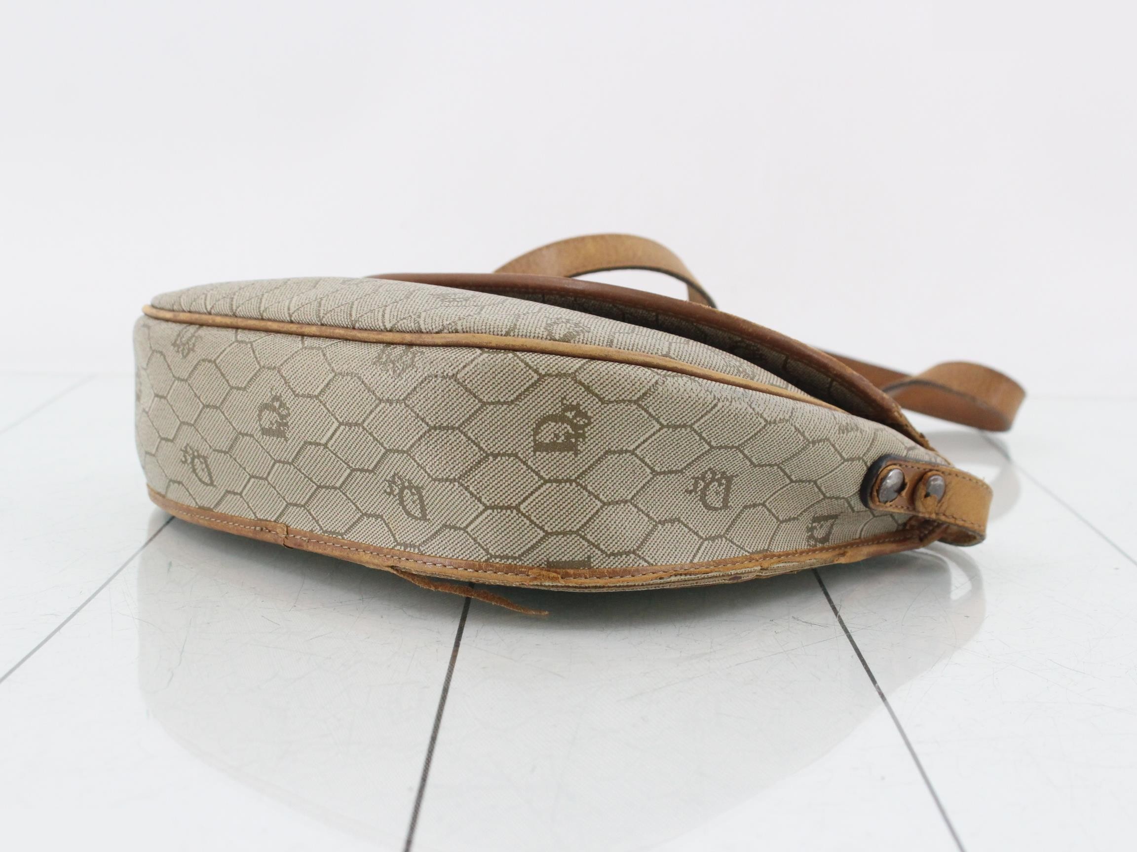 Vintage Honeycomb Pattern PVC x Leather Shoulder Bag — view 6