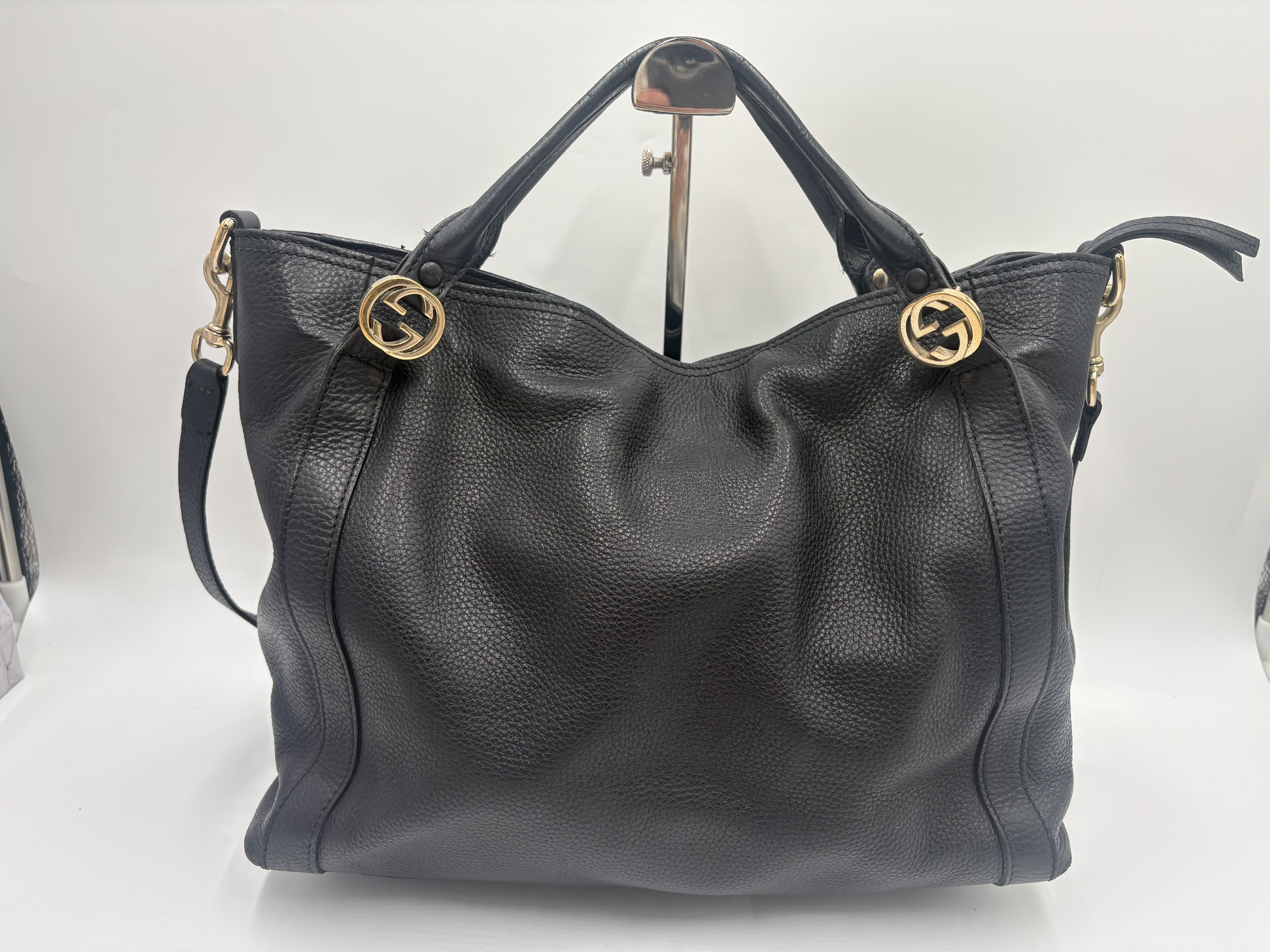 Miss GG Interlocking Pebbled Leather Tote Bag (2-way tote bag) — view 2