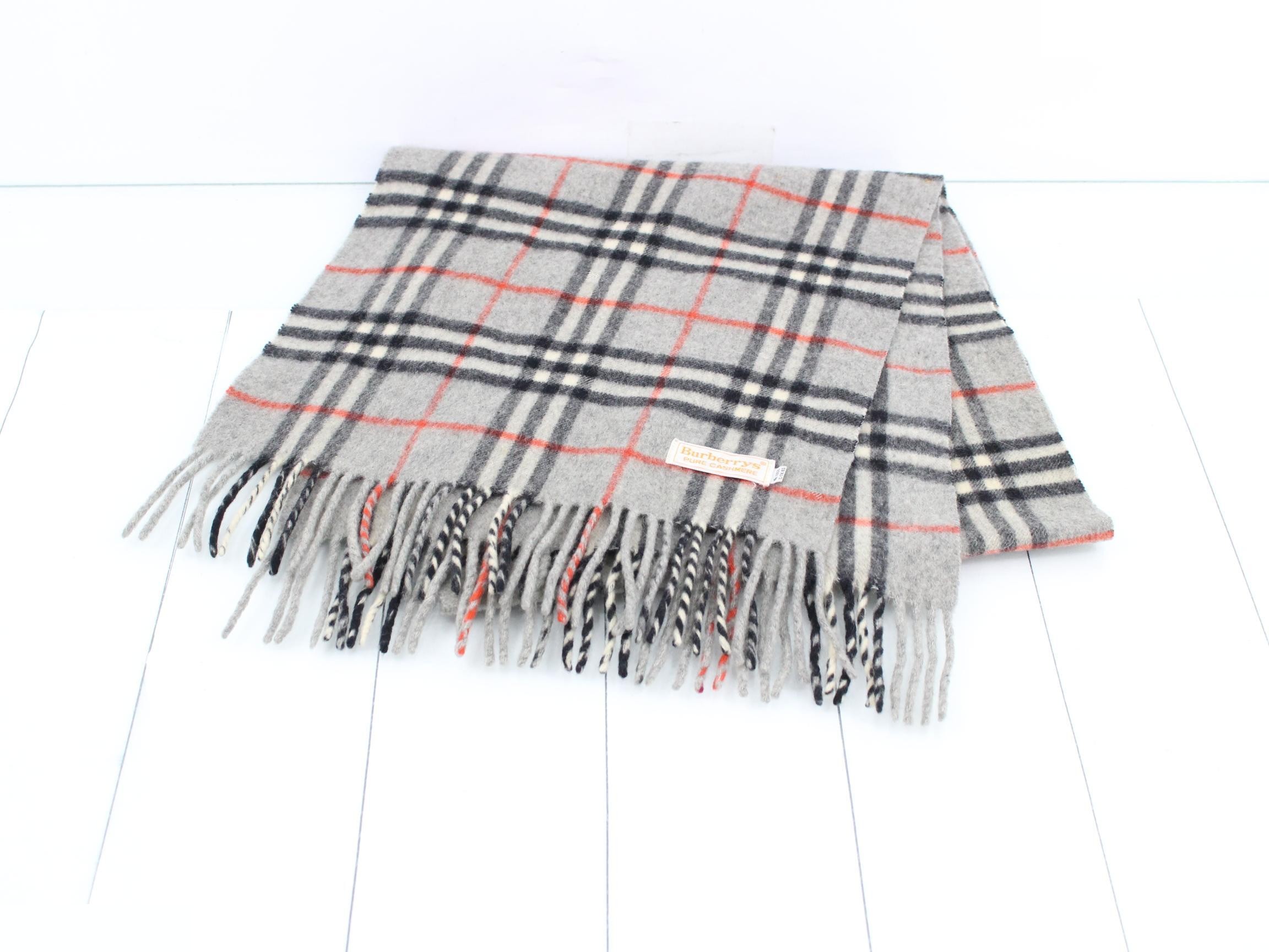 Tag attached, 100% cashmere check scarf — view 2