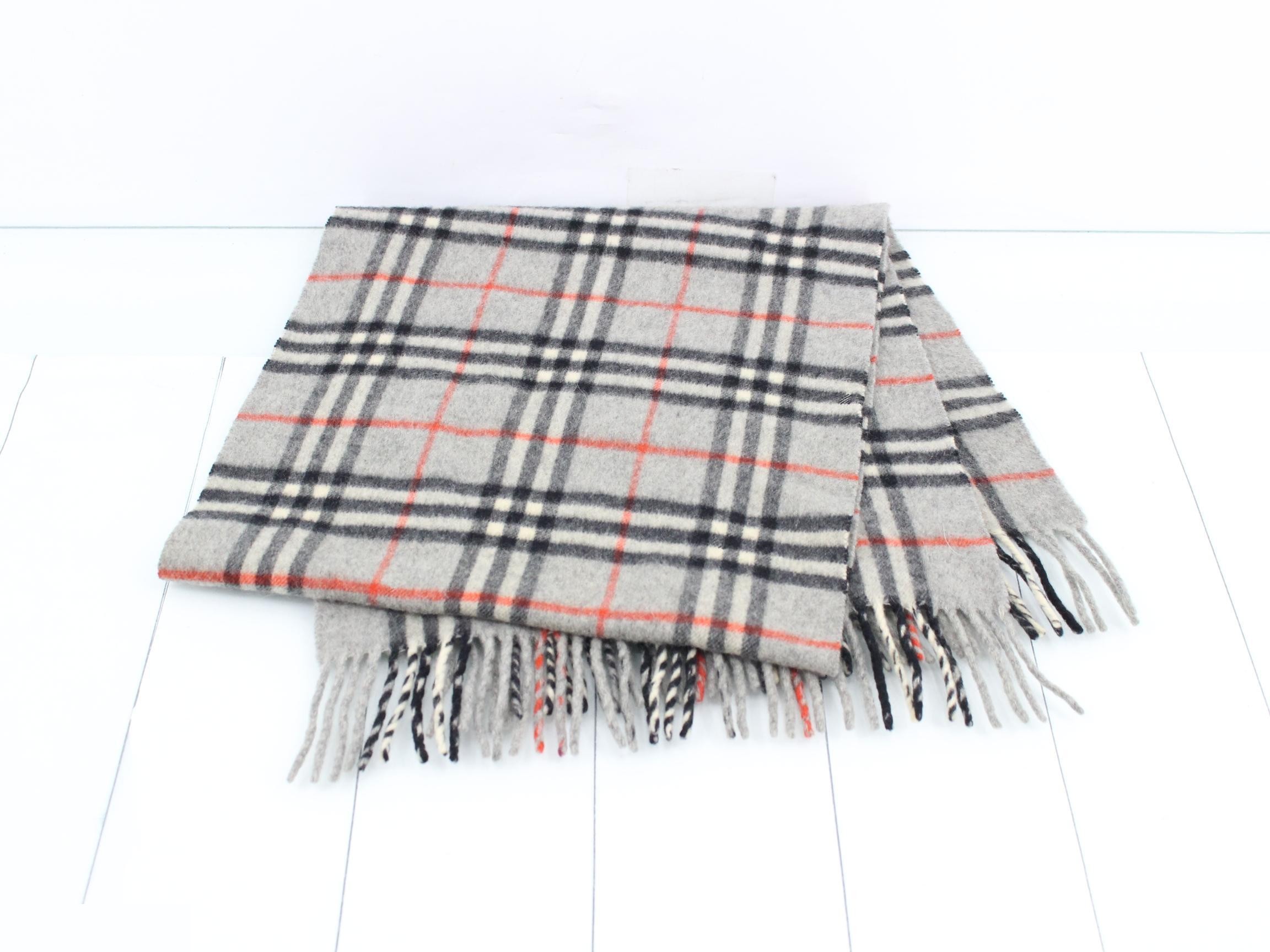 Tag attached, 100% cashmere check scarf — view 3
