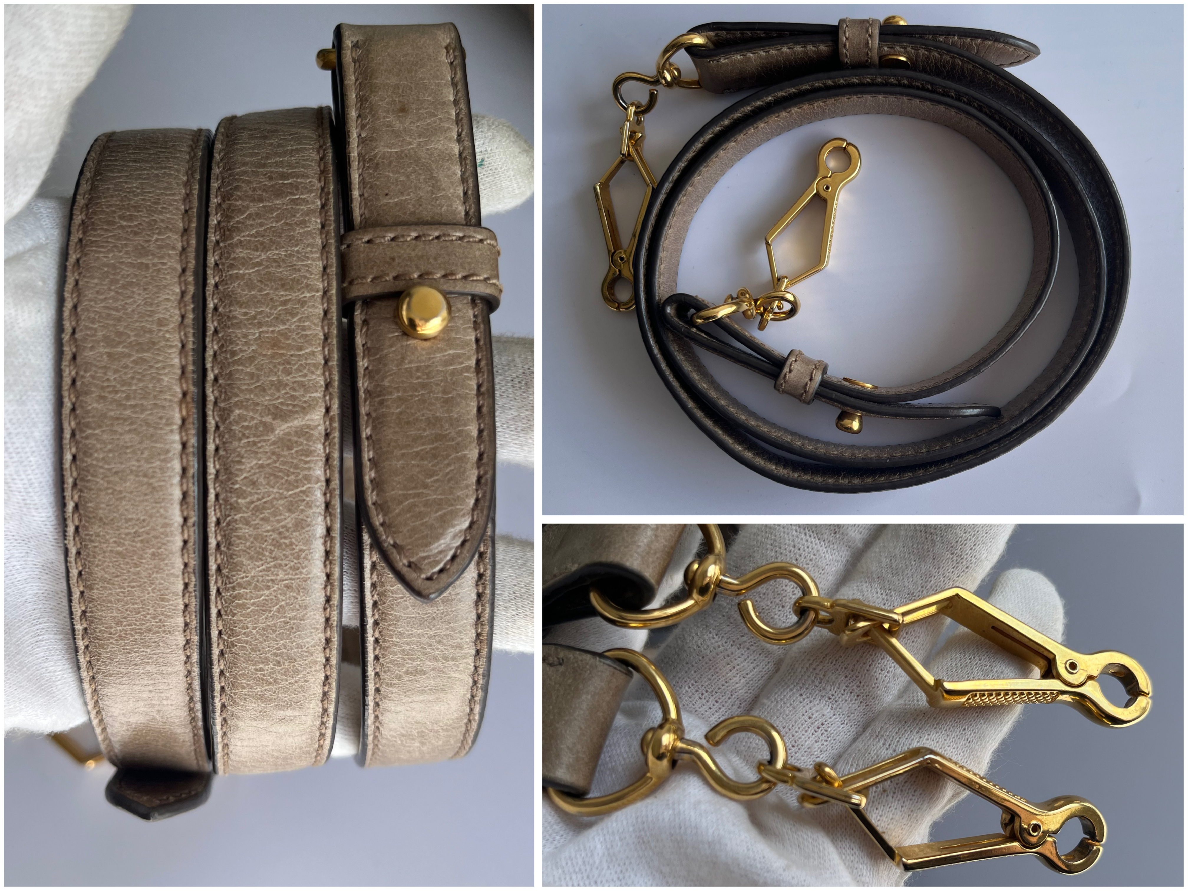 Vitello Luxe Greige 2-way Handbag with Shoulder Strap (Shoulder Bag) — view 15