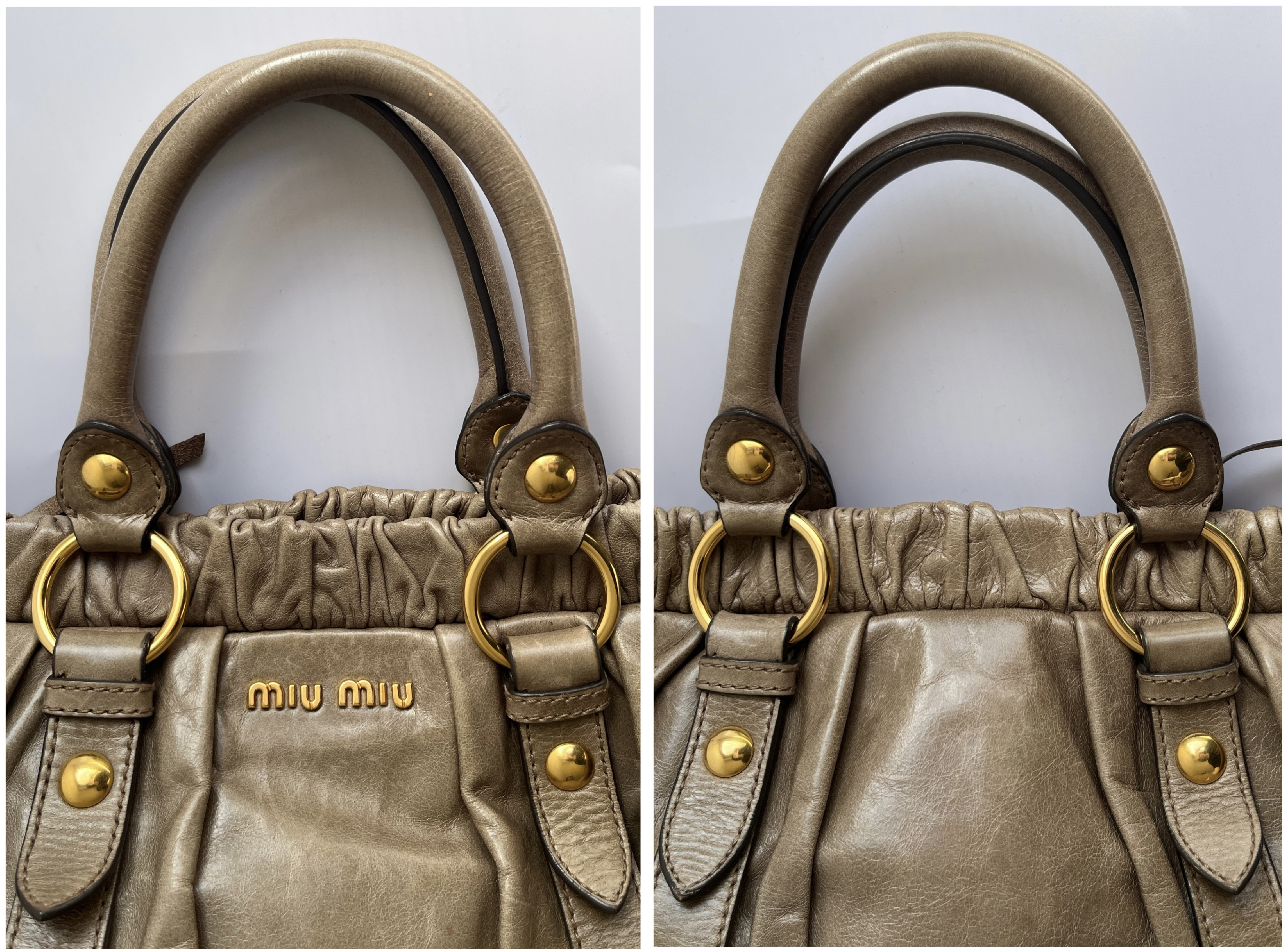 Vitello Luxe Greige 2-way Handbag with Shoulder Strap (Shoulder Bag) — view 5