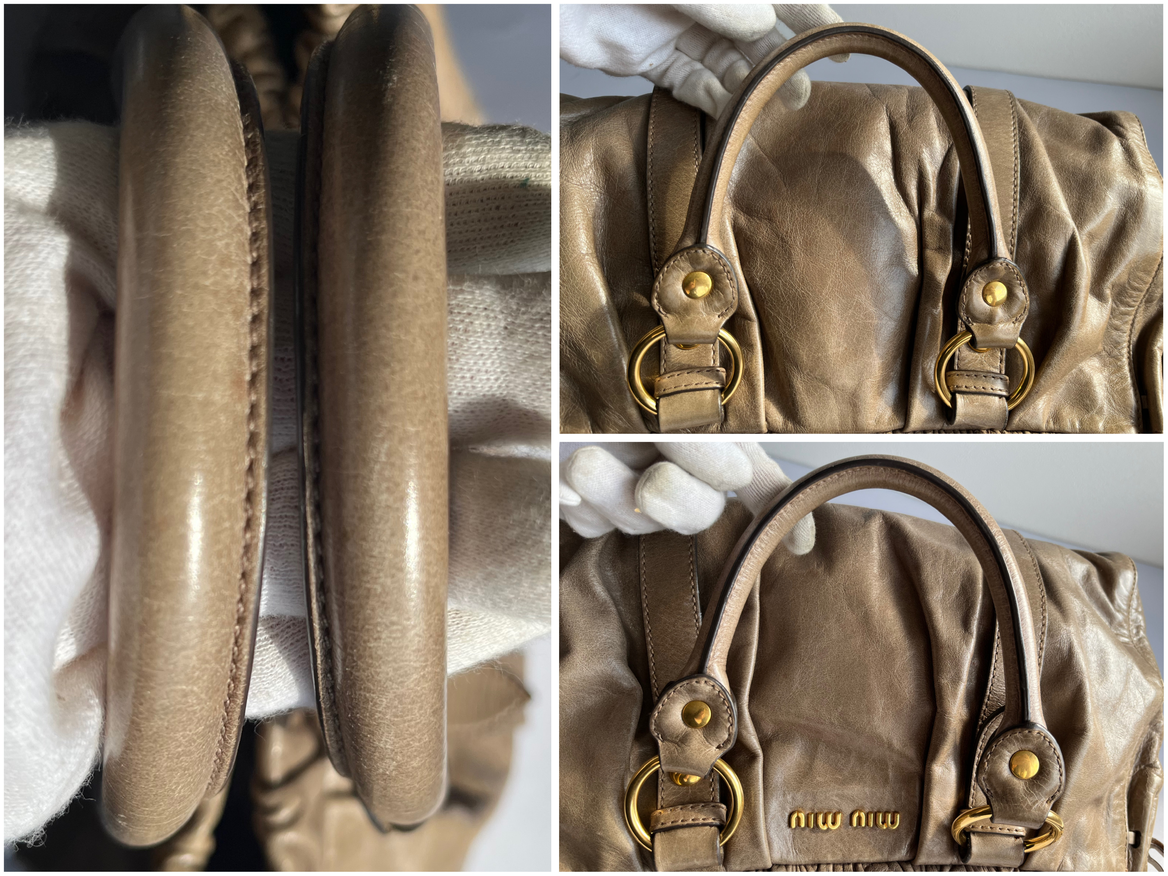 Vitello Luxe Greige 2-way Handbag with Shoulder Strap (Shoulder Bag) — view 6