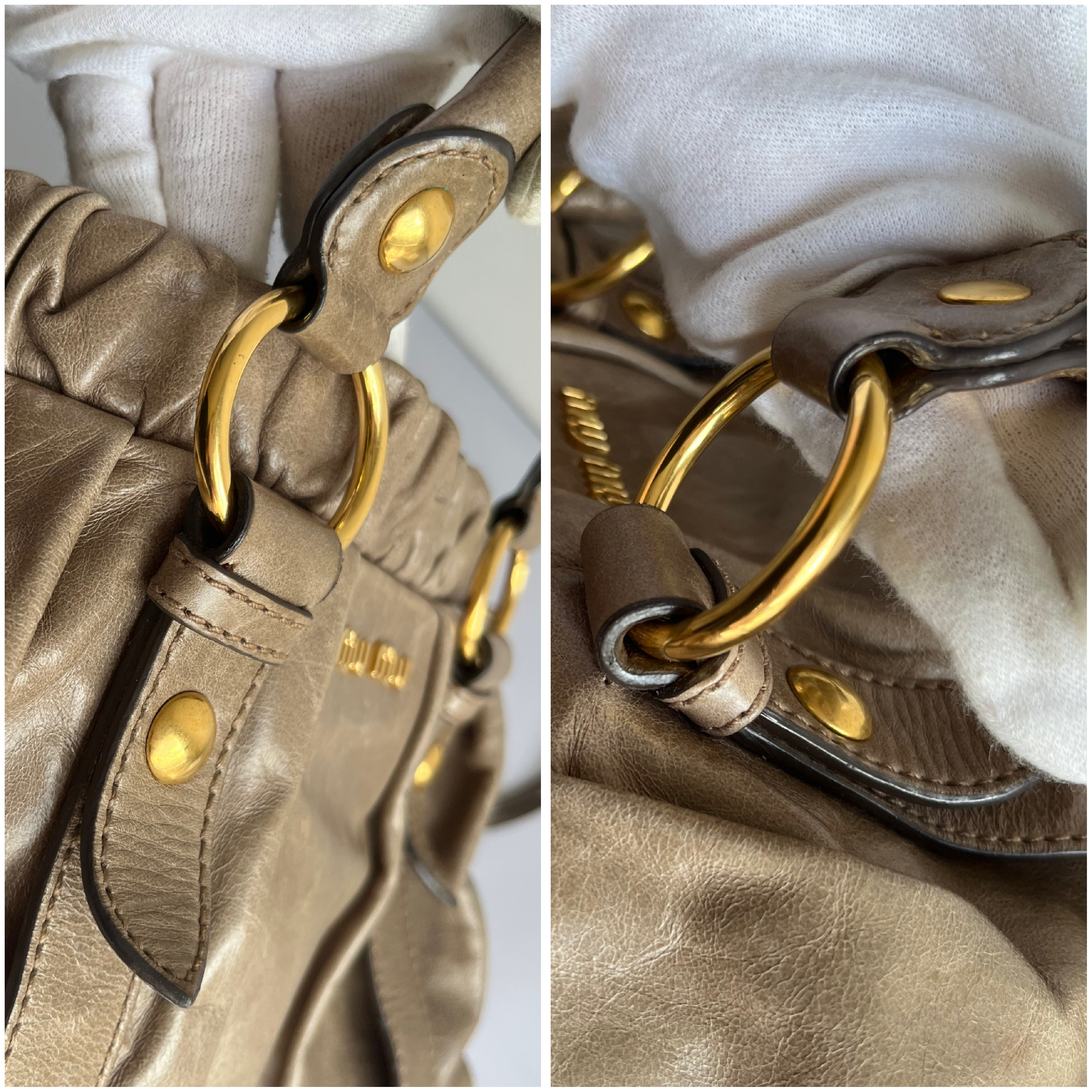 Vitello Luxe Greige 2-way Handbag with Shoulder Strap (Shoulder Bag) — view 9