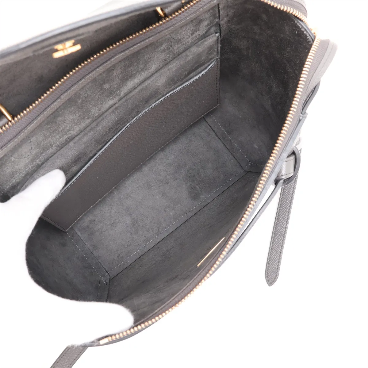 Belt Bag Micro Leather 2-Way Handbag, Gray — view 8