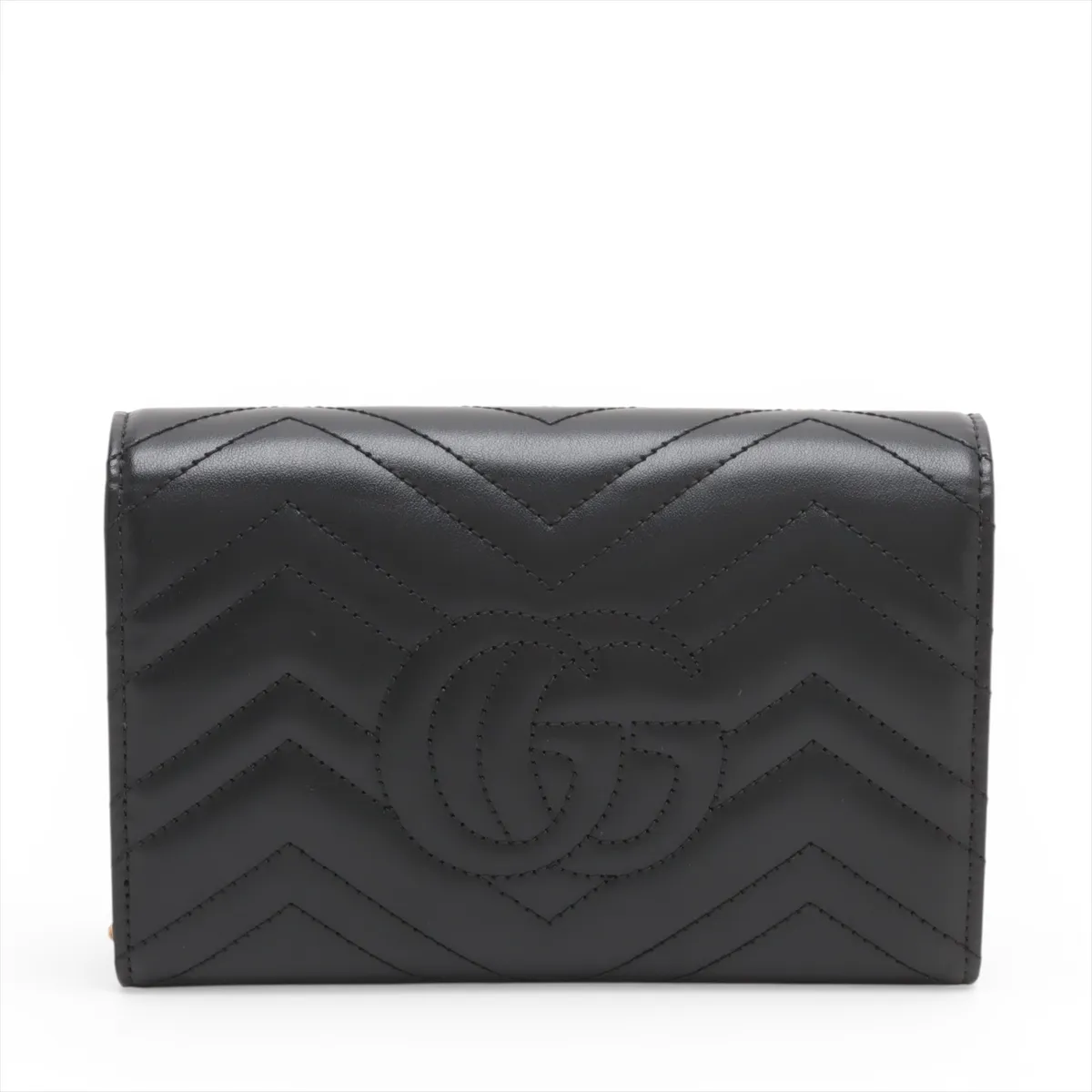 GG Marmont Leather Chain Wallet Black 474575 — view 2
