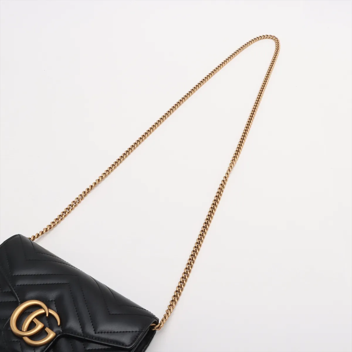 GG Marmont Leather Chain Wallet Black 474575 — view 5