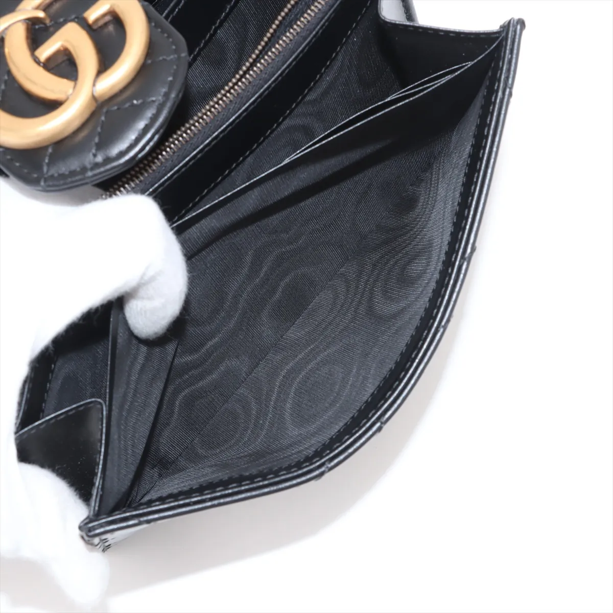 GG Marmont Leather Chain Wallet Black 474575 — view 10
