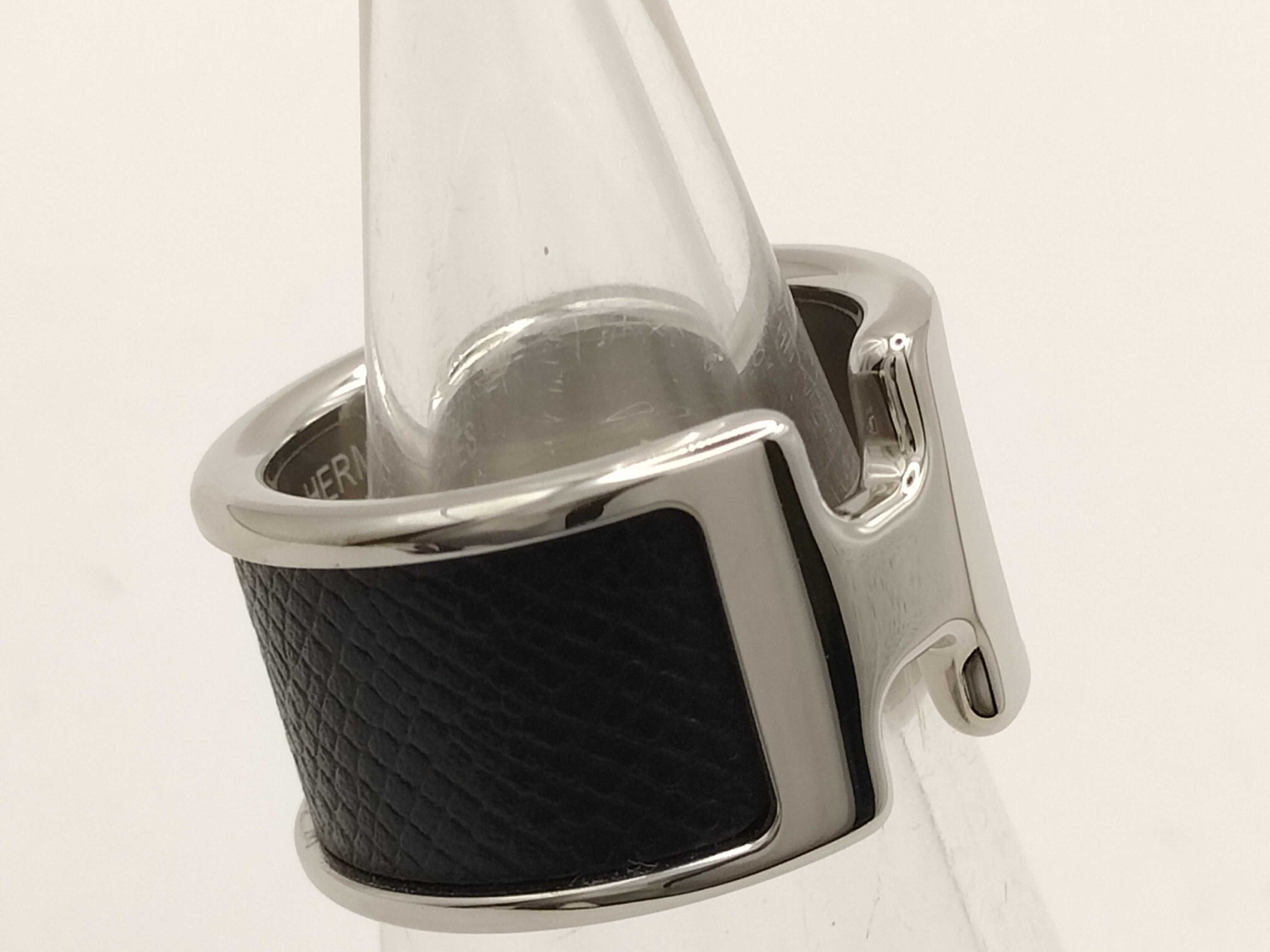Olympe Ring GM Olympe Ring Metal Veau Madame Black x Silver Ring — view 3