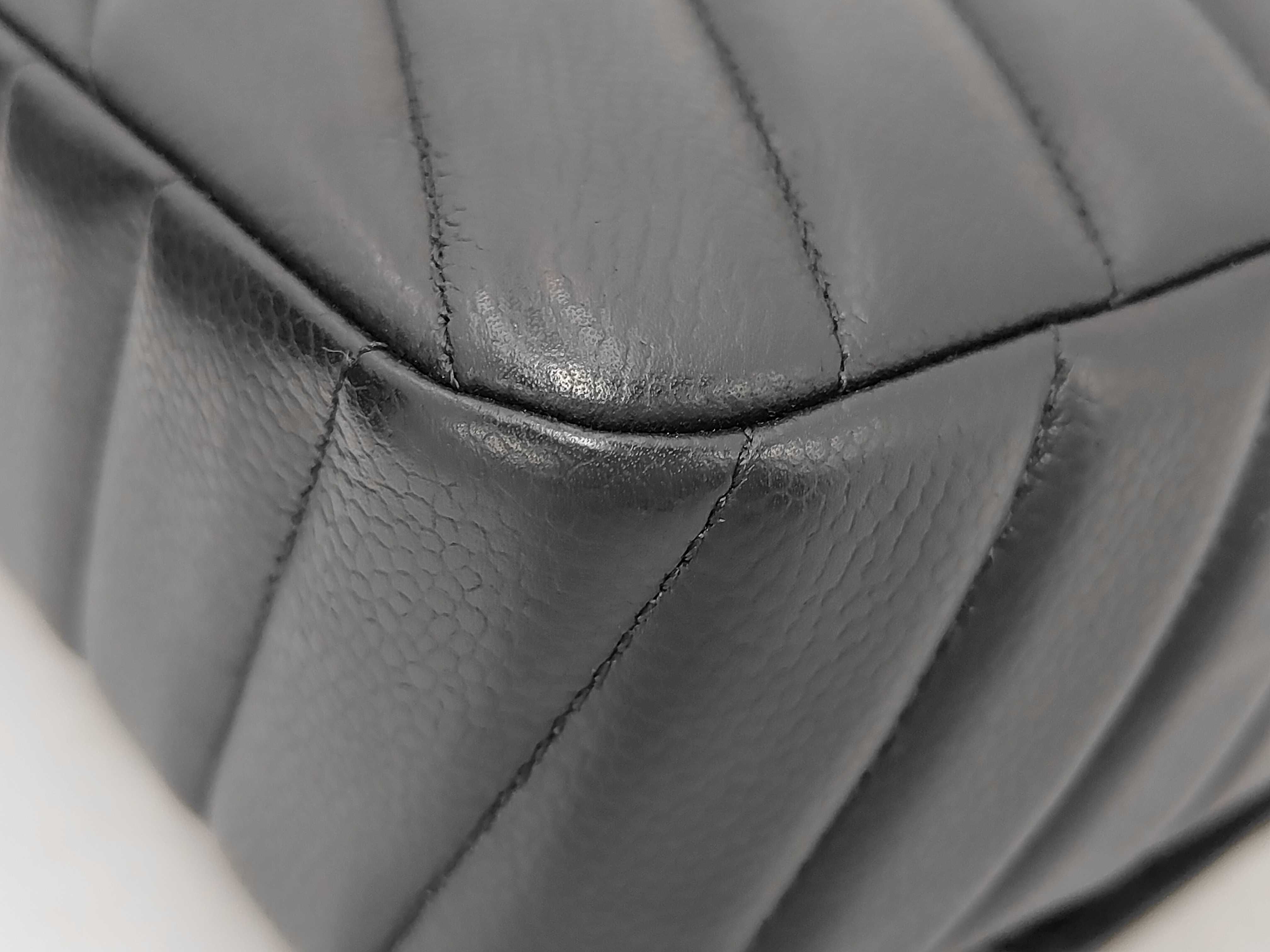 Chevron V-stitch Chain Shoulder Bag, Caviar Leather, Black, Silver Hardware. — view 4