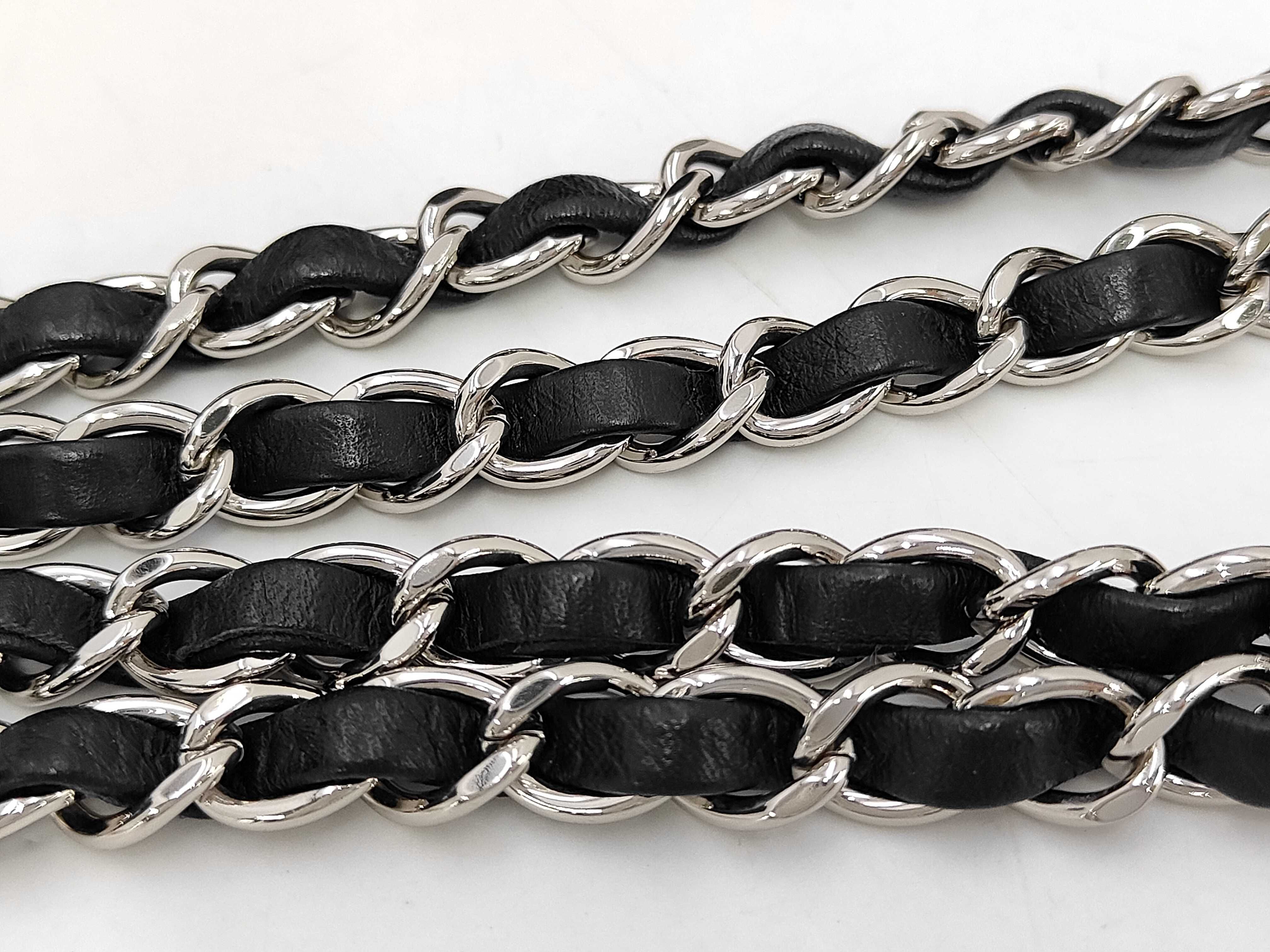 Chevron V-stitch Chain Shoulder Bag, Caviar Leather, Black, Silver Hardware. — view 6