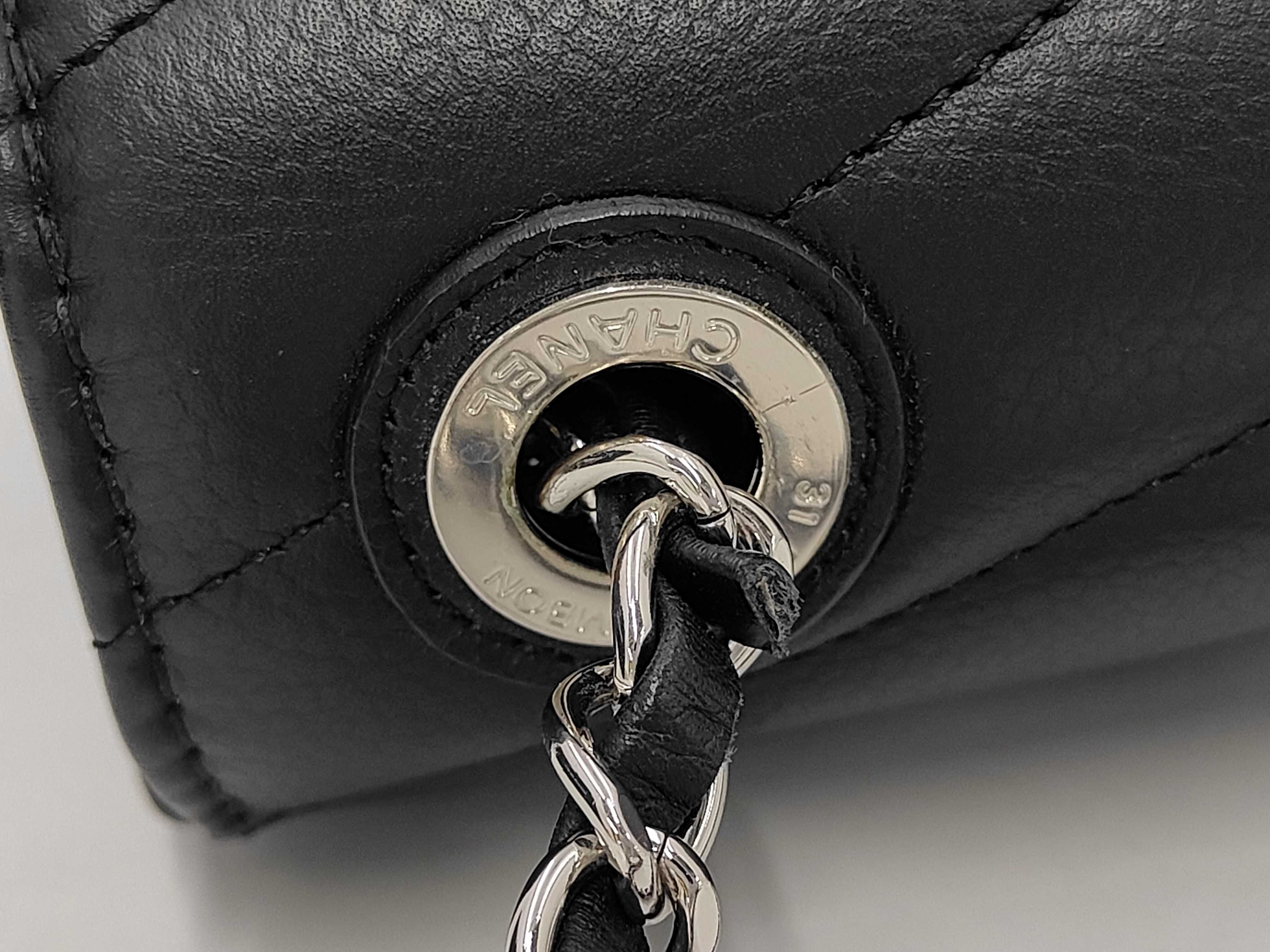 Chevron V-stitch Chain Shoulder Bag, Caviar Leather, Black, Silver Hardware. — view 7