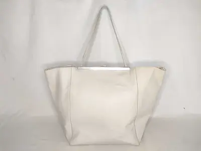 Cabas Clasp Leather Tote Bag White Tote Bag