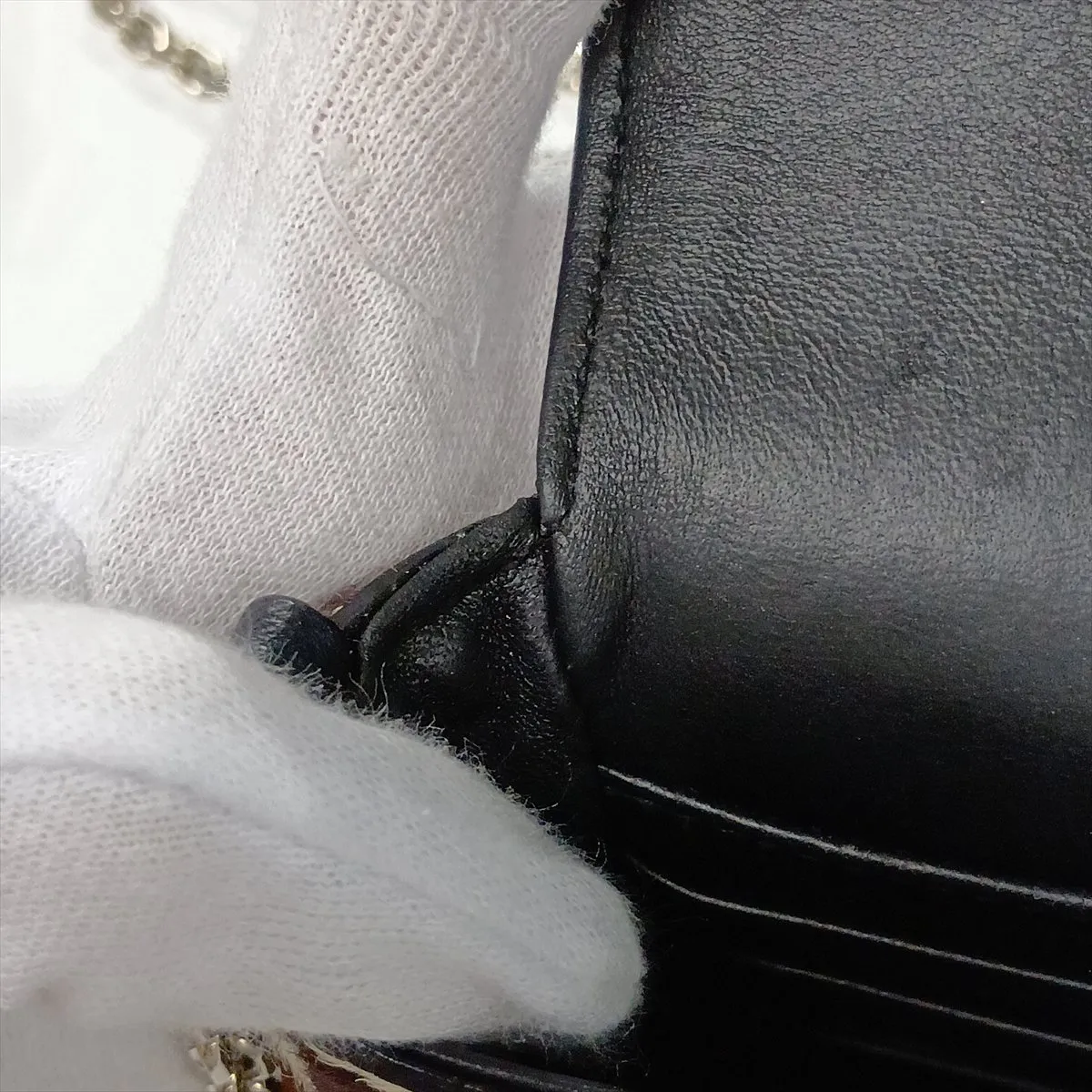 Calf Hair x Leather Chain Shoulder Bag Brown x White — view 11