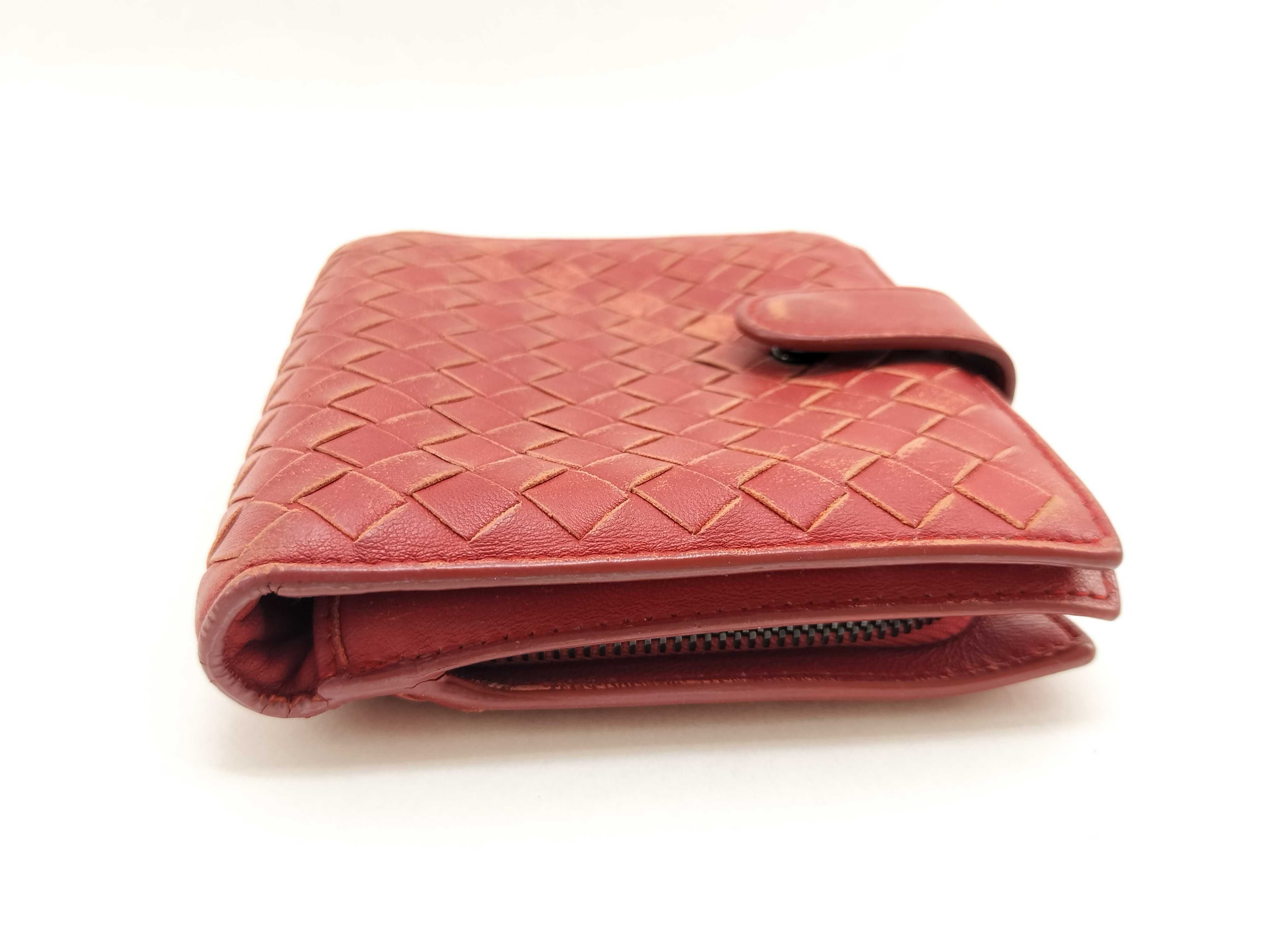 Intrecciato Bi-fold Wallet, Red — view 3