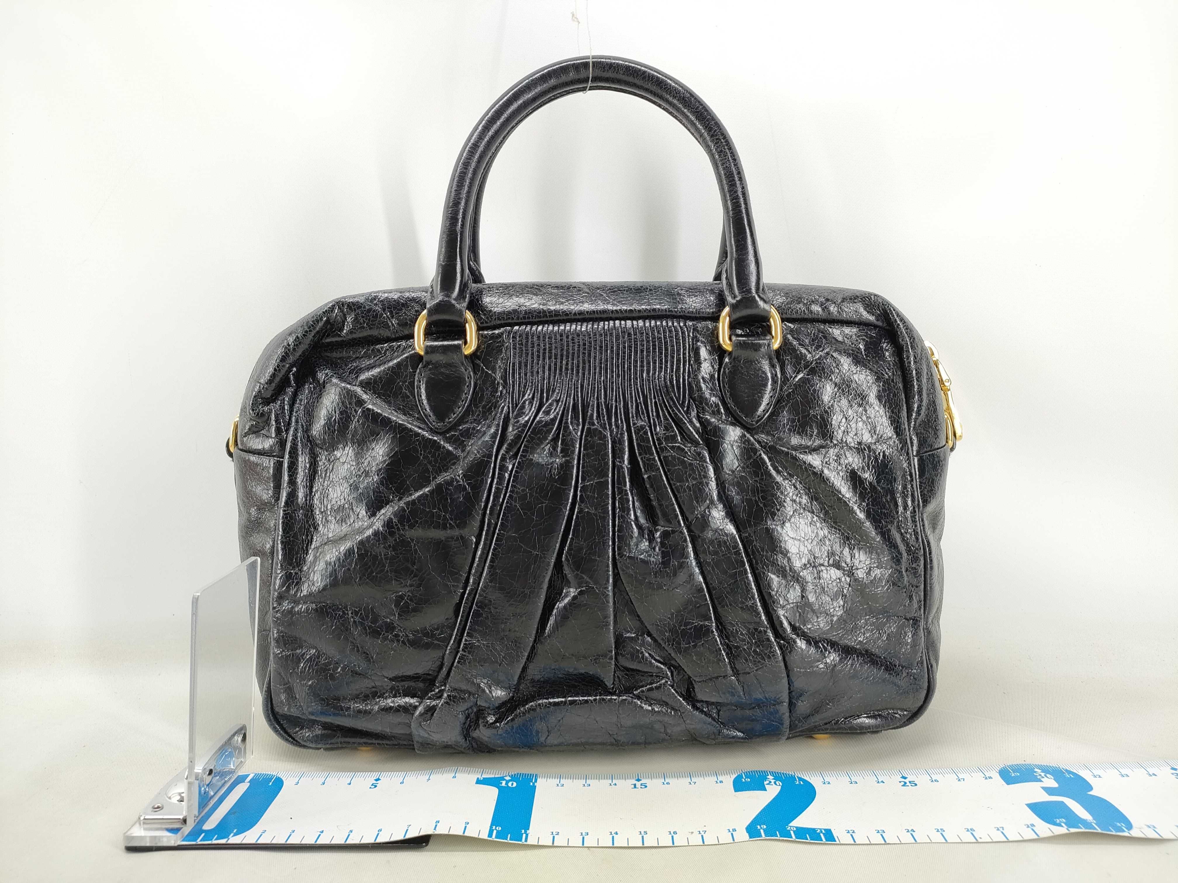 2-way Gathered Handbag/Shoulder Bag, Black Handbag — view 2