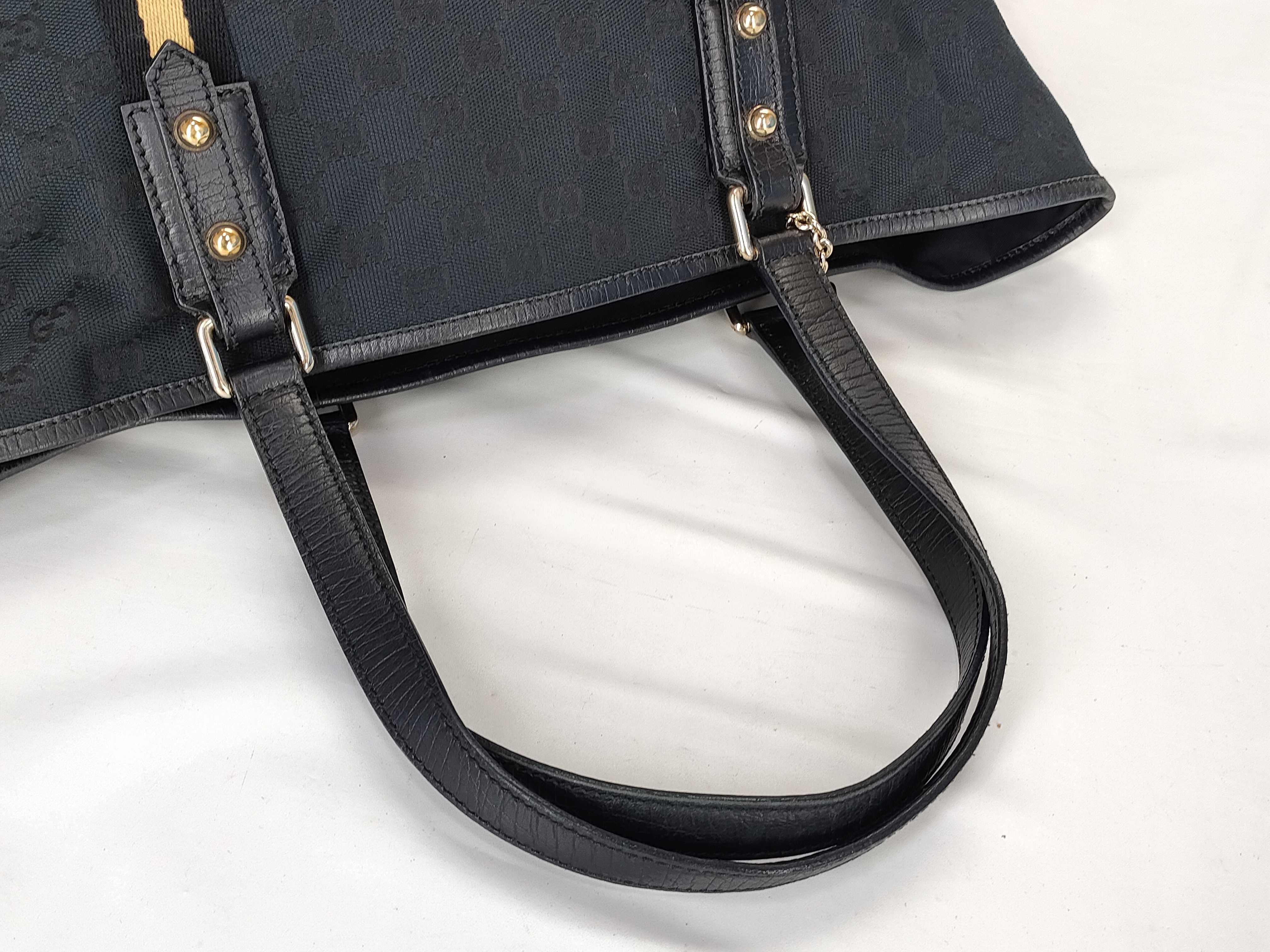 GG Canvas Tote Bag, Gucci Tote Bag, GG Canvas Sherry Line Shoulder Bag, Black Tote Bag — view 3