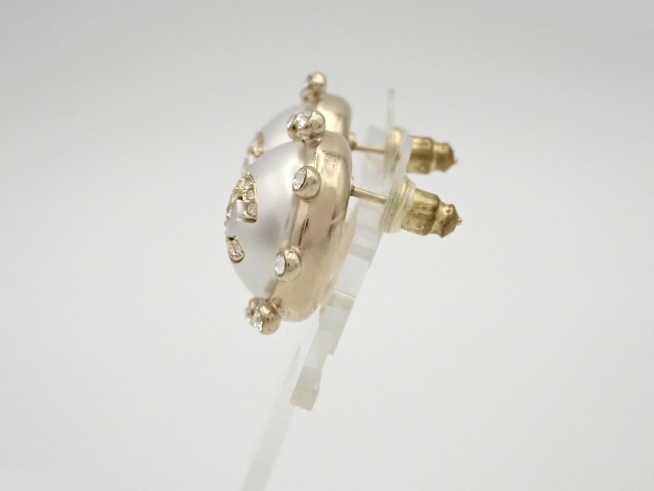 Coco Mark Rhinestone Faux Pearl Earrings GP — view 3