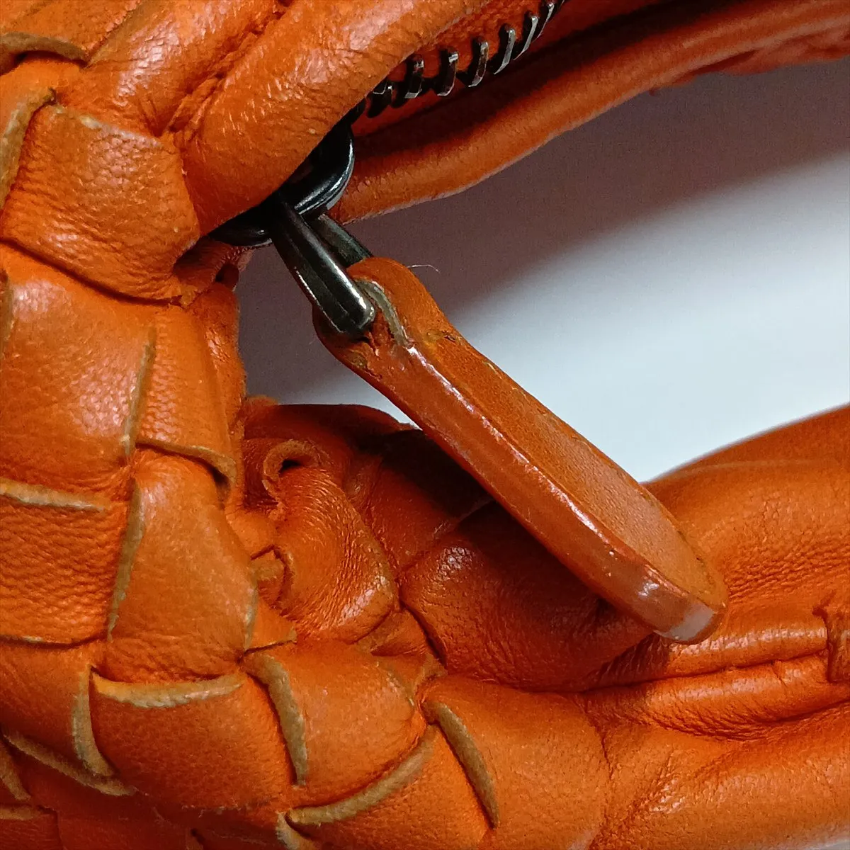 Intrecciato Hobo Leather Shoulder Bag, Orange, 232499 — view 13