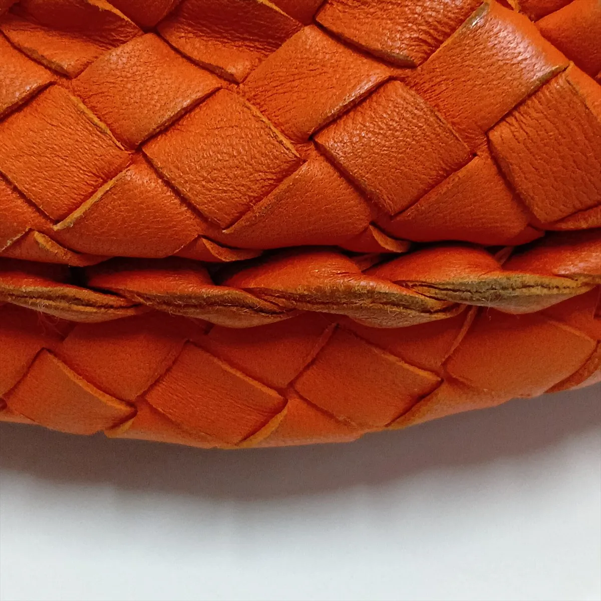 Intrecciato Hobo Leather Shoulder Bag, Orange, 232499 — view 14