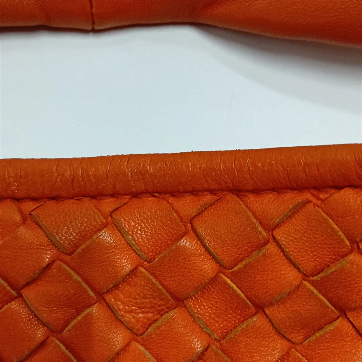 Intrecciato Hobo Leather Shoulder Bag, Orange, 232499 — view 15