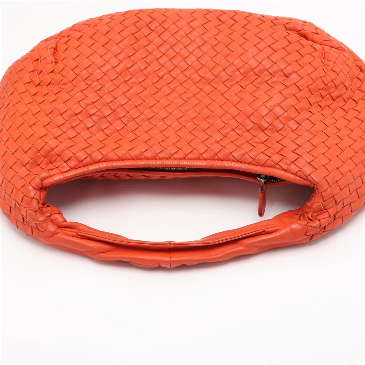 Intrecciato Hobo Leather Shoulder Bag, Orange, 232499 — view 5