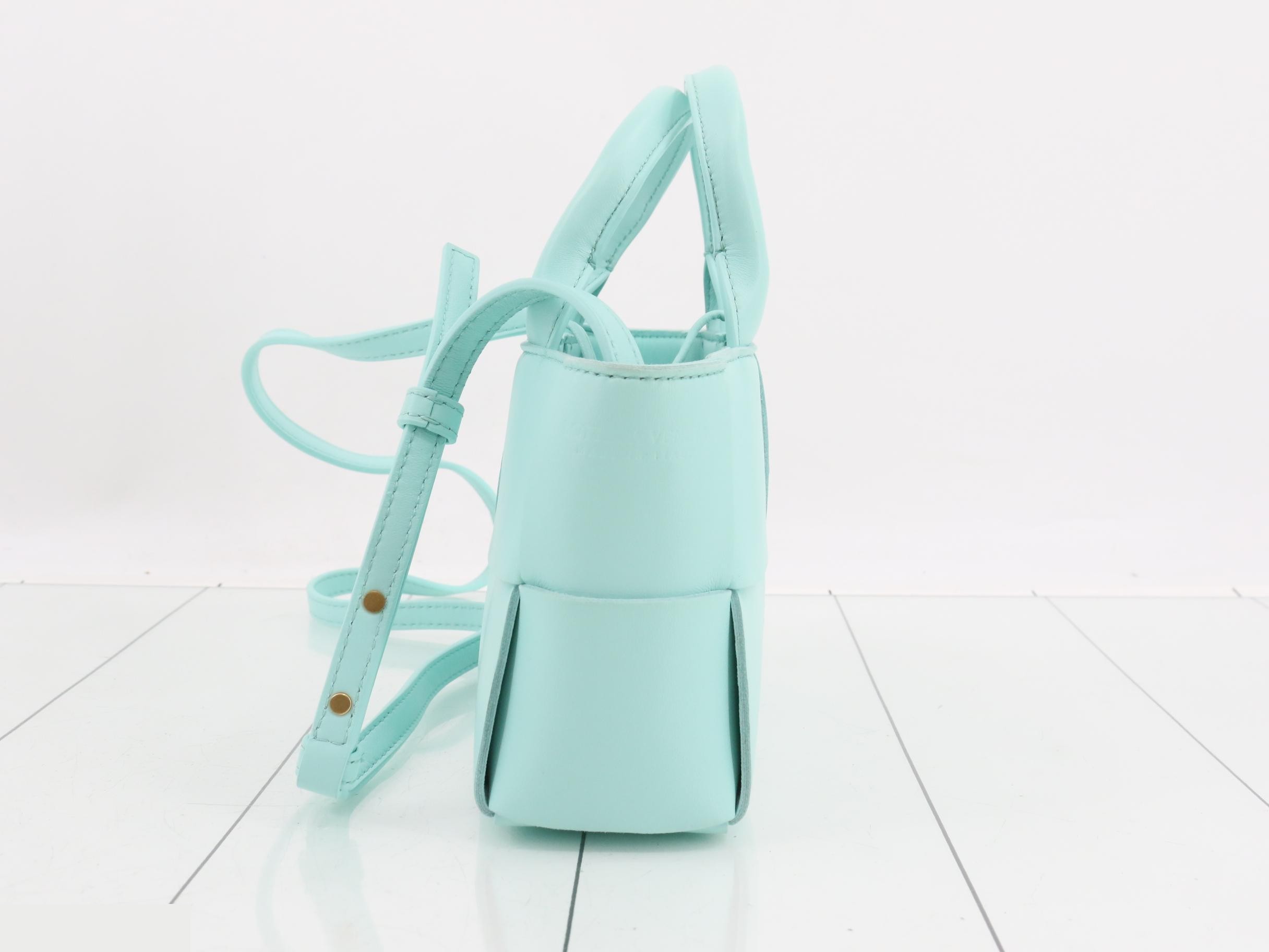 Maxi Intrecciato Candy Arco 2-way Handbag, Blue — view 3