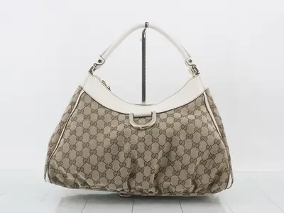 GG Canvas Abbey Hobo Brown x White 37 x 25 x 16 cm