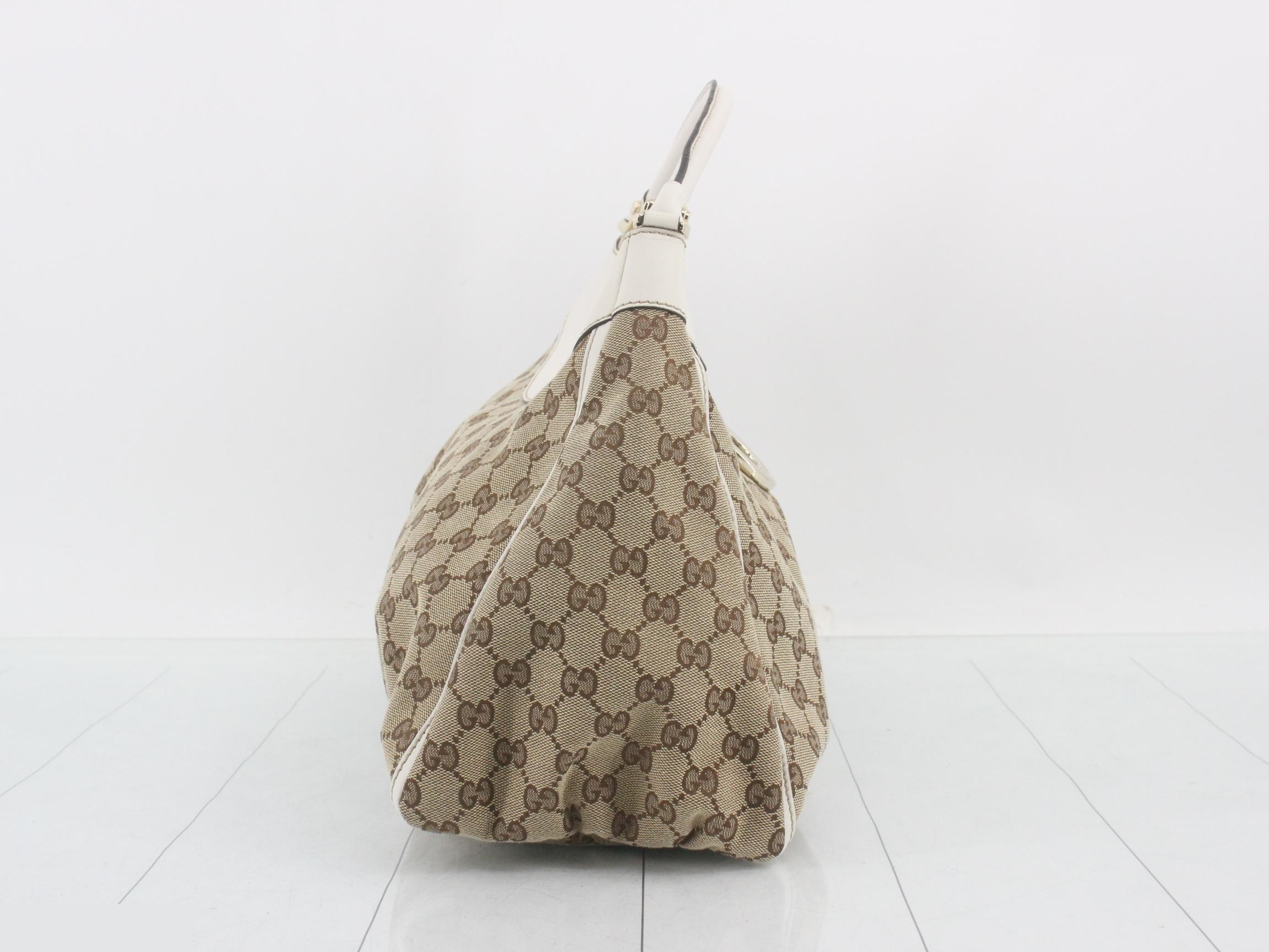 GG Canvas Abbey Hobo Brown x White 37 x 25 x 16 cm — view 4