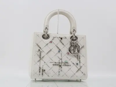 Lady Dior Leather Beaded Rhinestone 2-Way Handbag