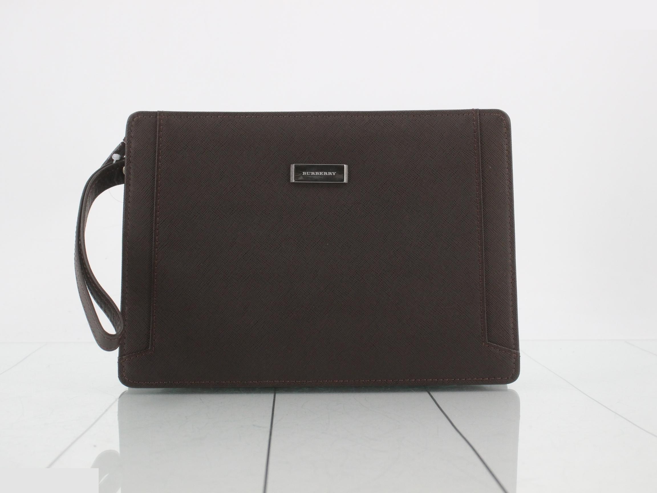 Clutch bag, dark brown leather