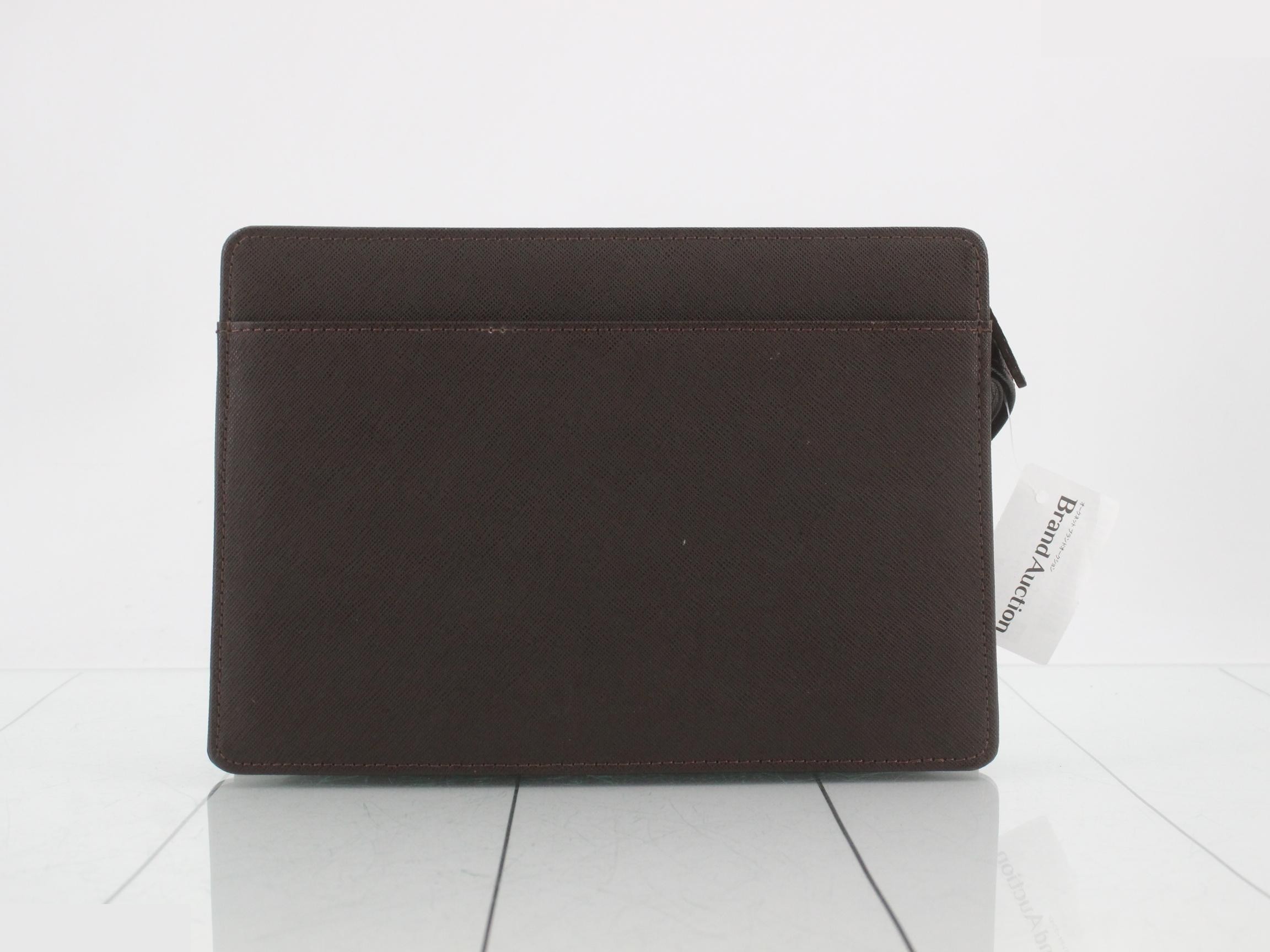 Clutch bag, dark brown leather — view 2