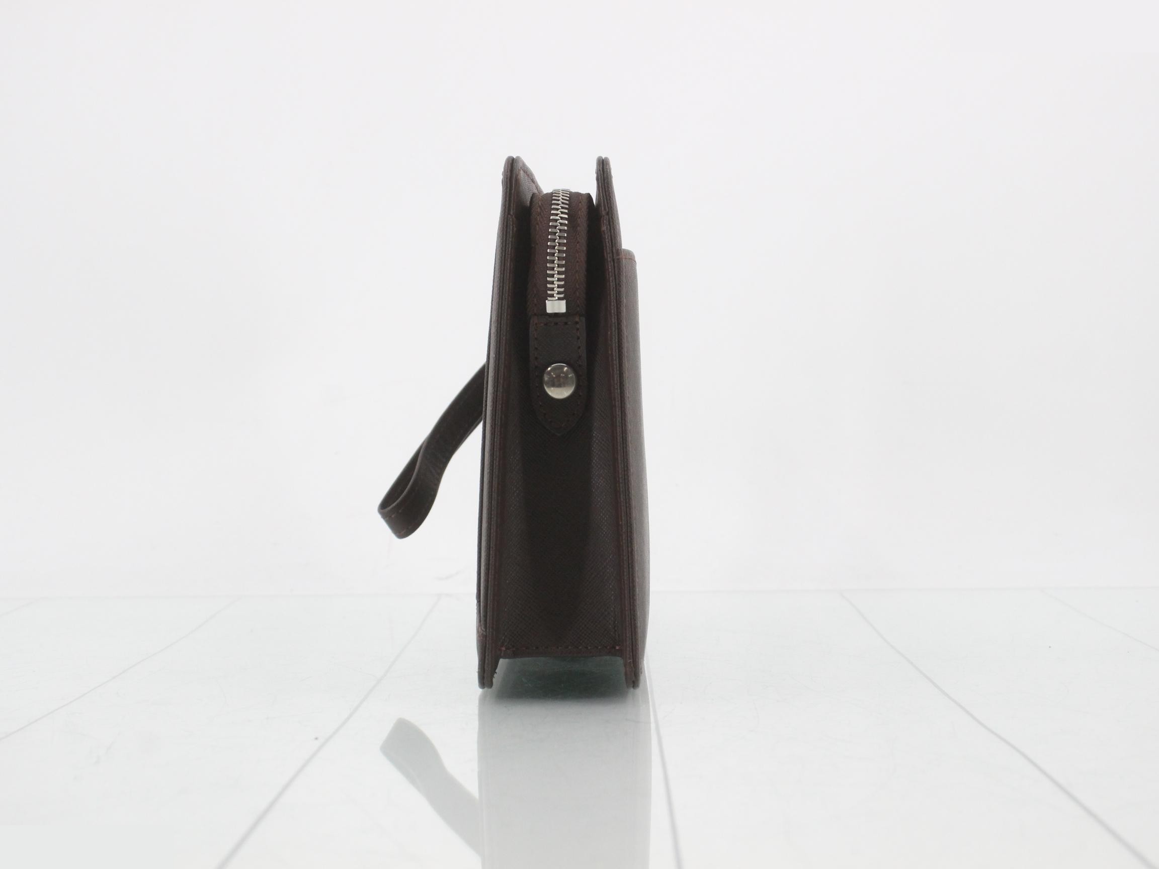 Clutch bag, dark brown leather — view 3