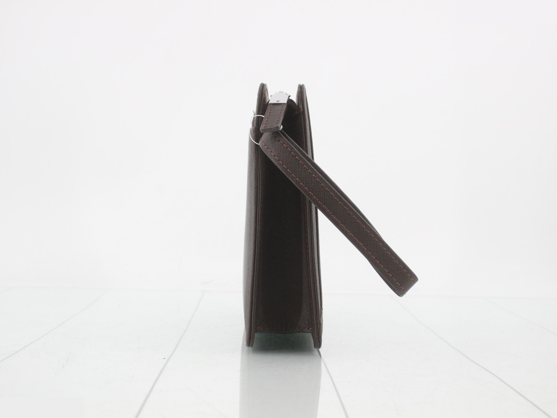 Clutch bag, dark brown leather — view 4