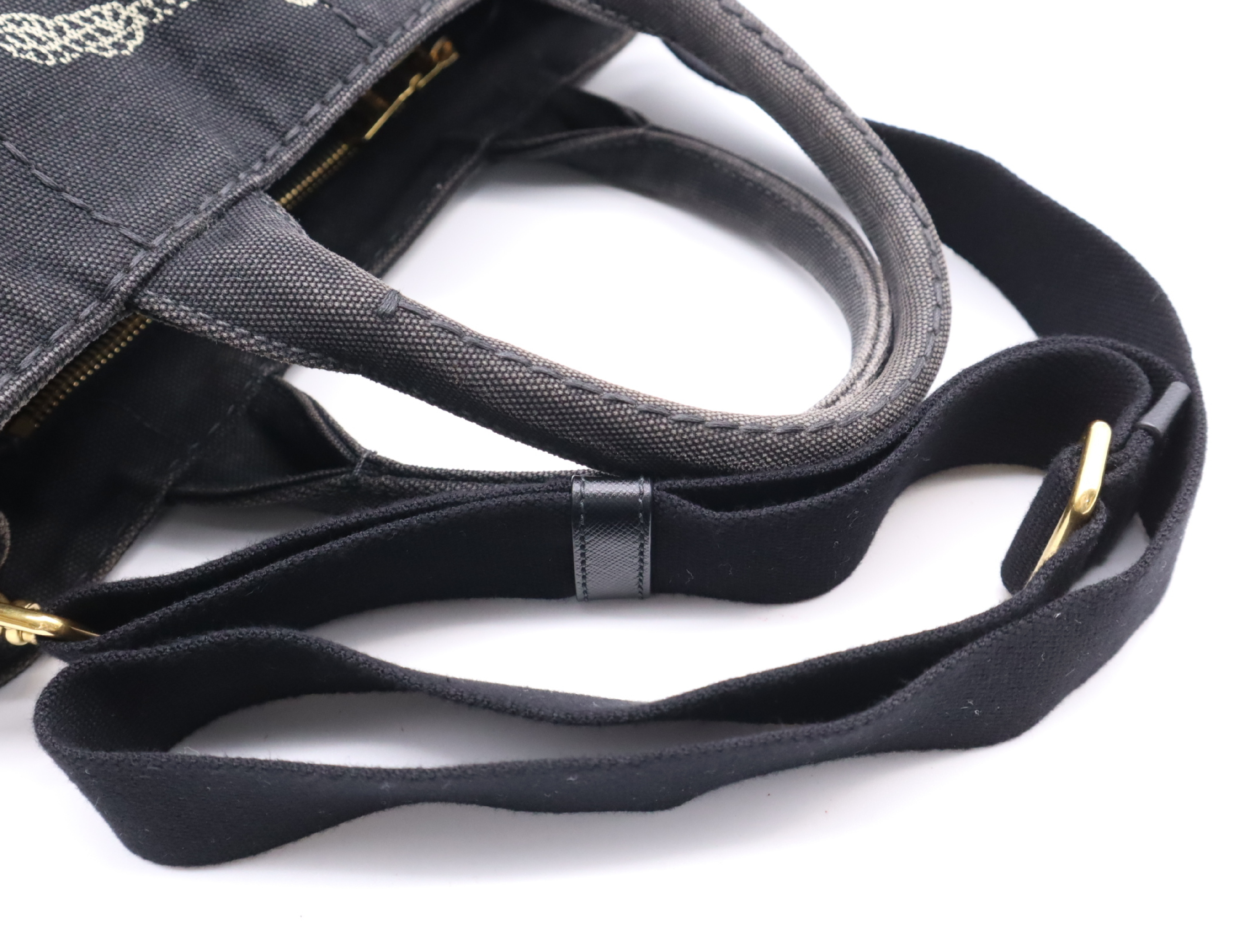 Canvas Canapa 2-Way Handbag, Black, with Shoulder Strap and Dust Bag — view 12