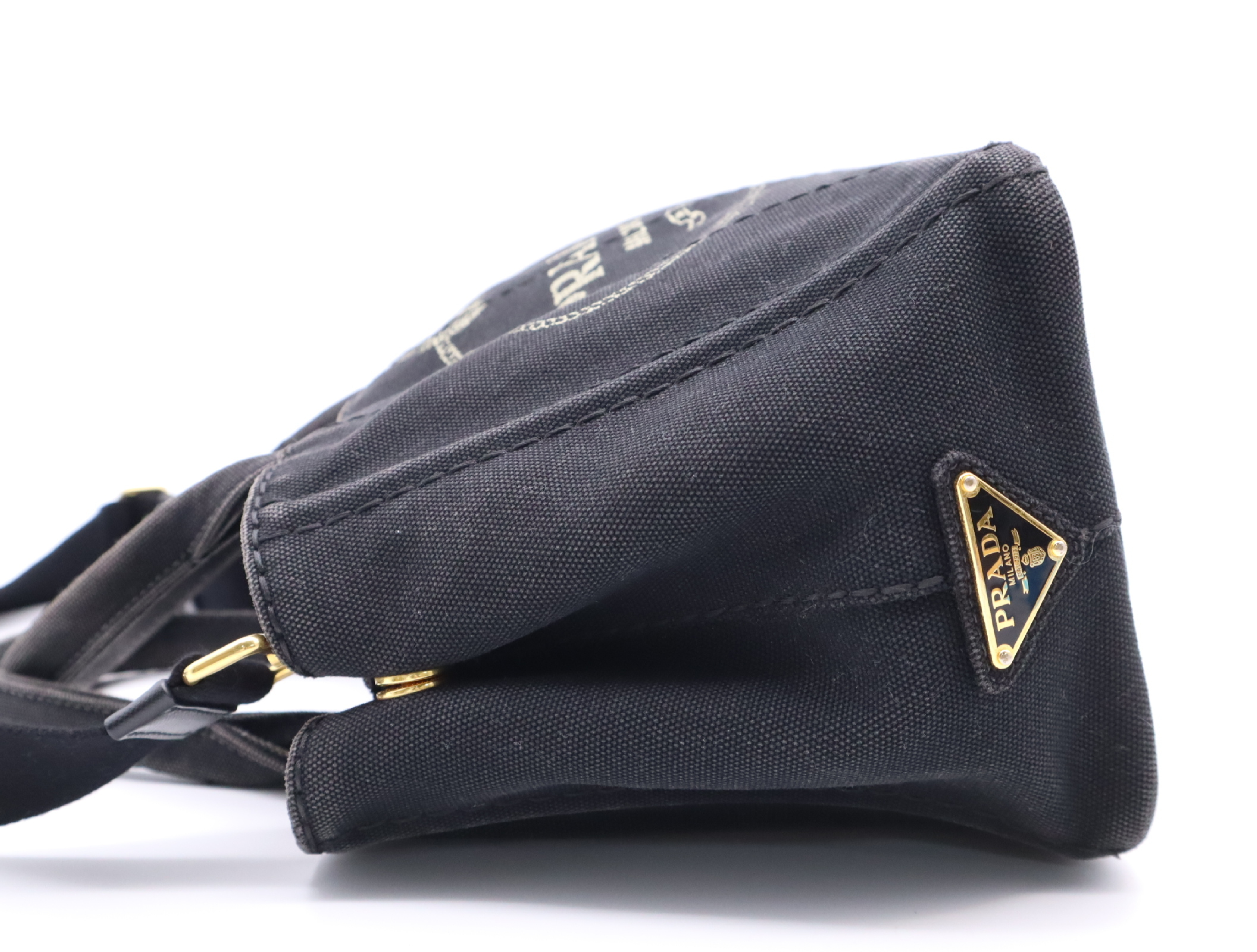 Canvas Canapa 2-Way Handbag, Black, with Shoulder Strap and Dust Bag — view 3
