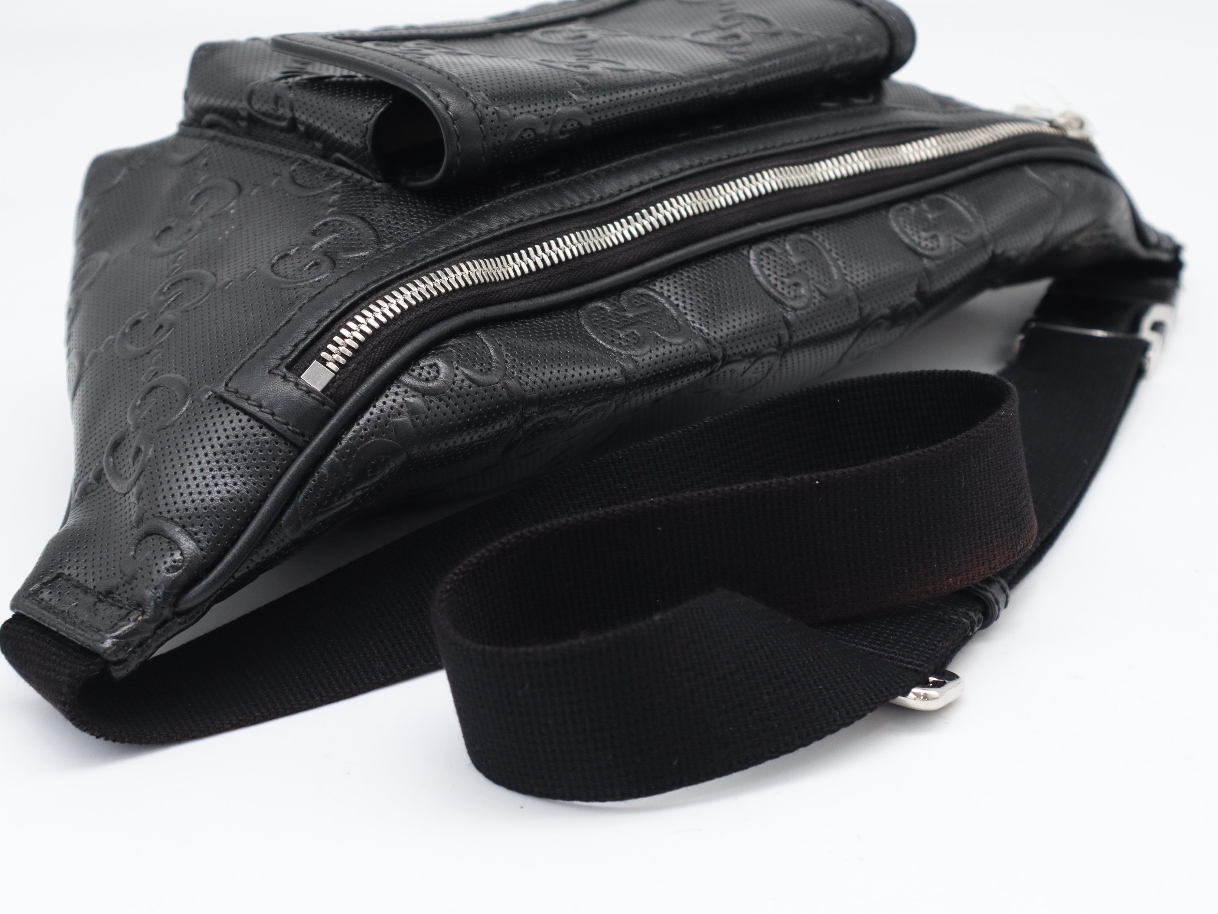 645093 GG Embossed Shoulder Bag, Black Shoulder Bag — view 6