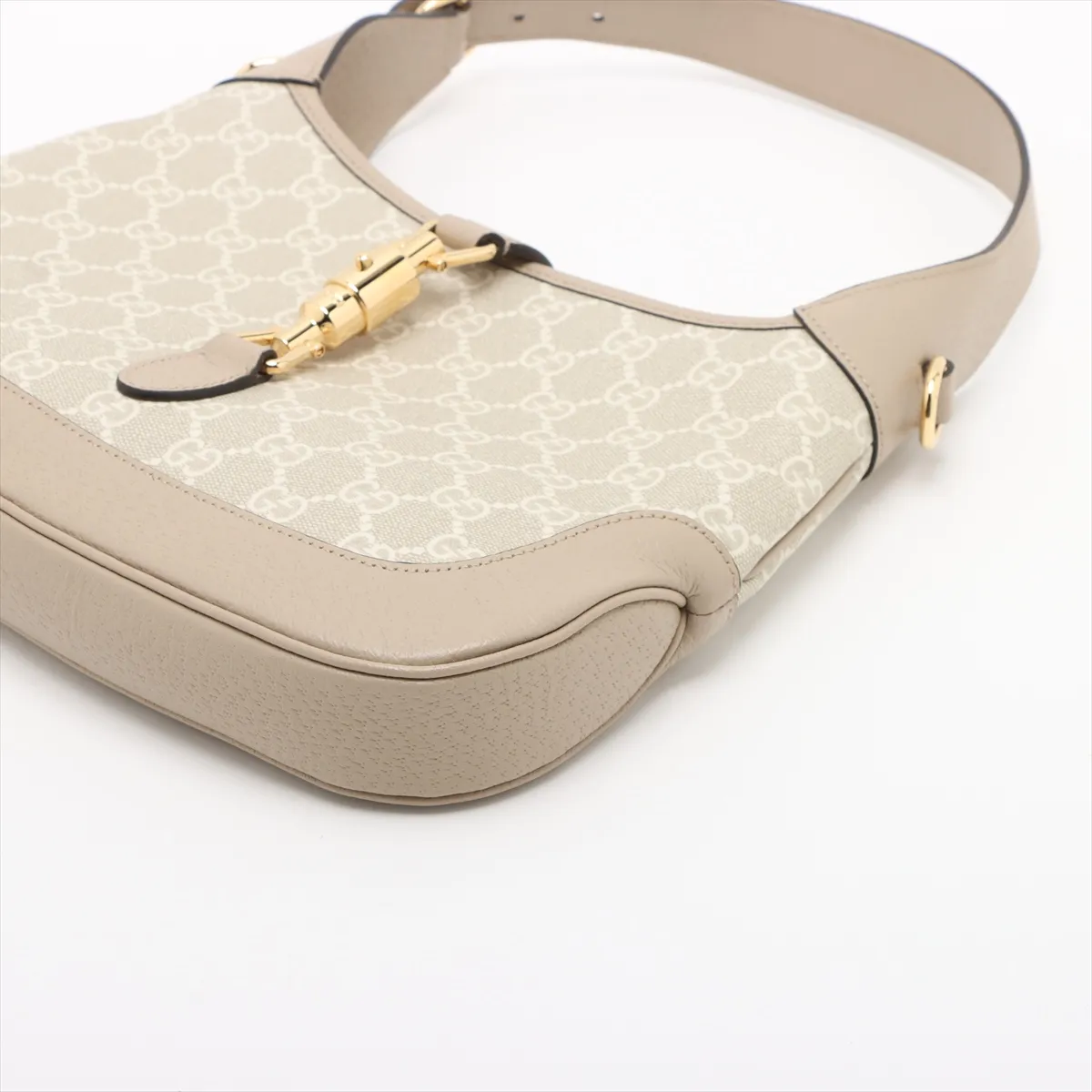 Jackie 1961 GG Supreme PVC x Leather 2-Way Shoulder Bag, Beige, 678843 — view 3