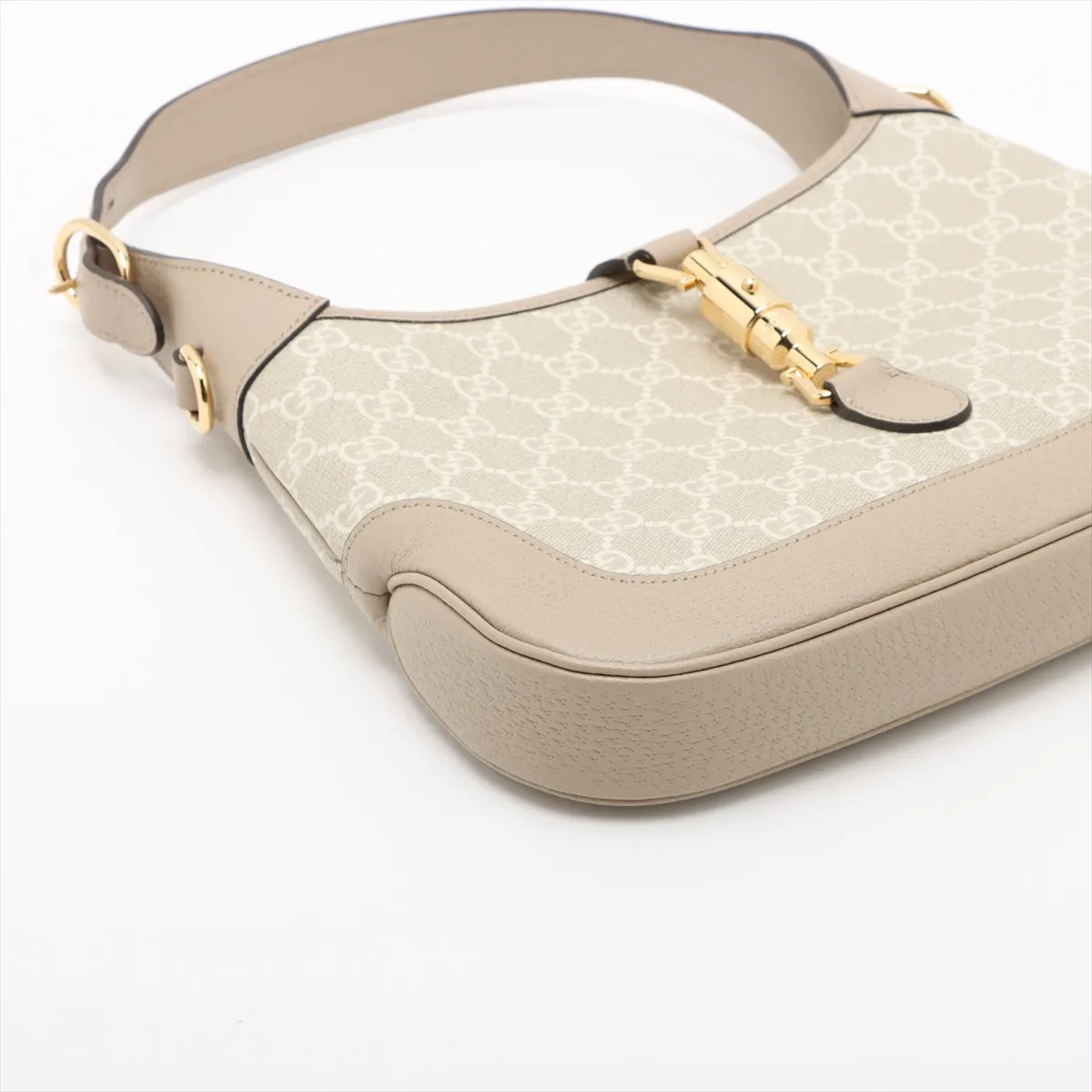 Jackie 1961 GG Supreme PVC x Leather 2-Way Shoulder Bag, Beige, 678843 — view 4