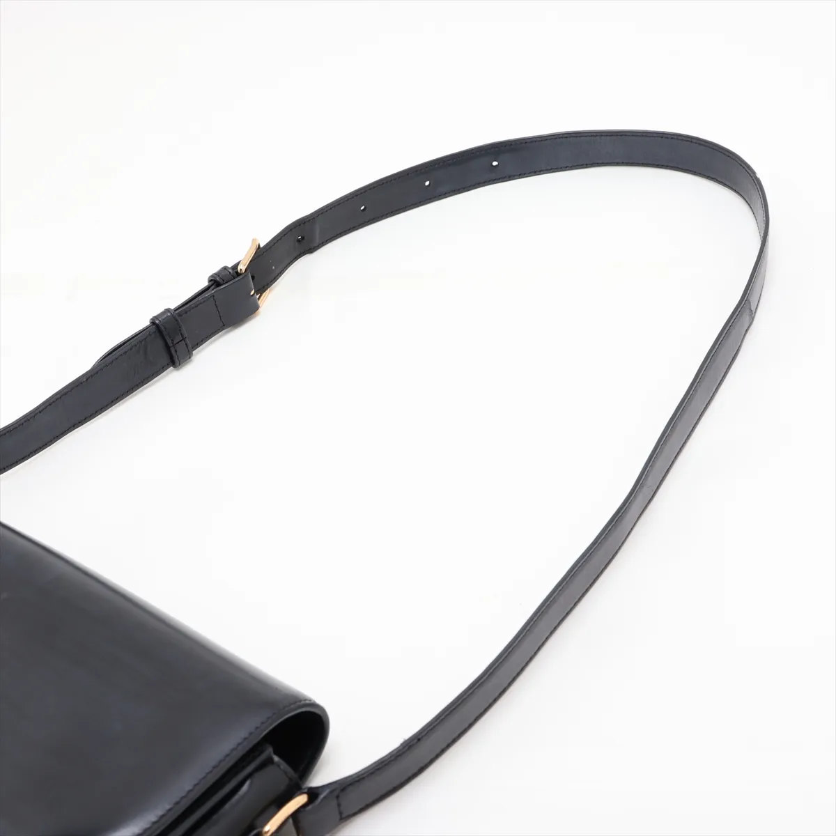 Triomphe Teen Leather Shoulder Bag, Black — view 5