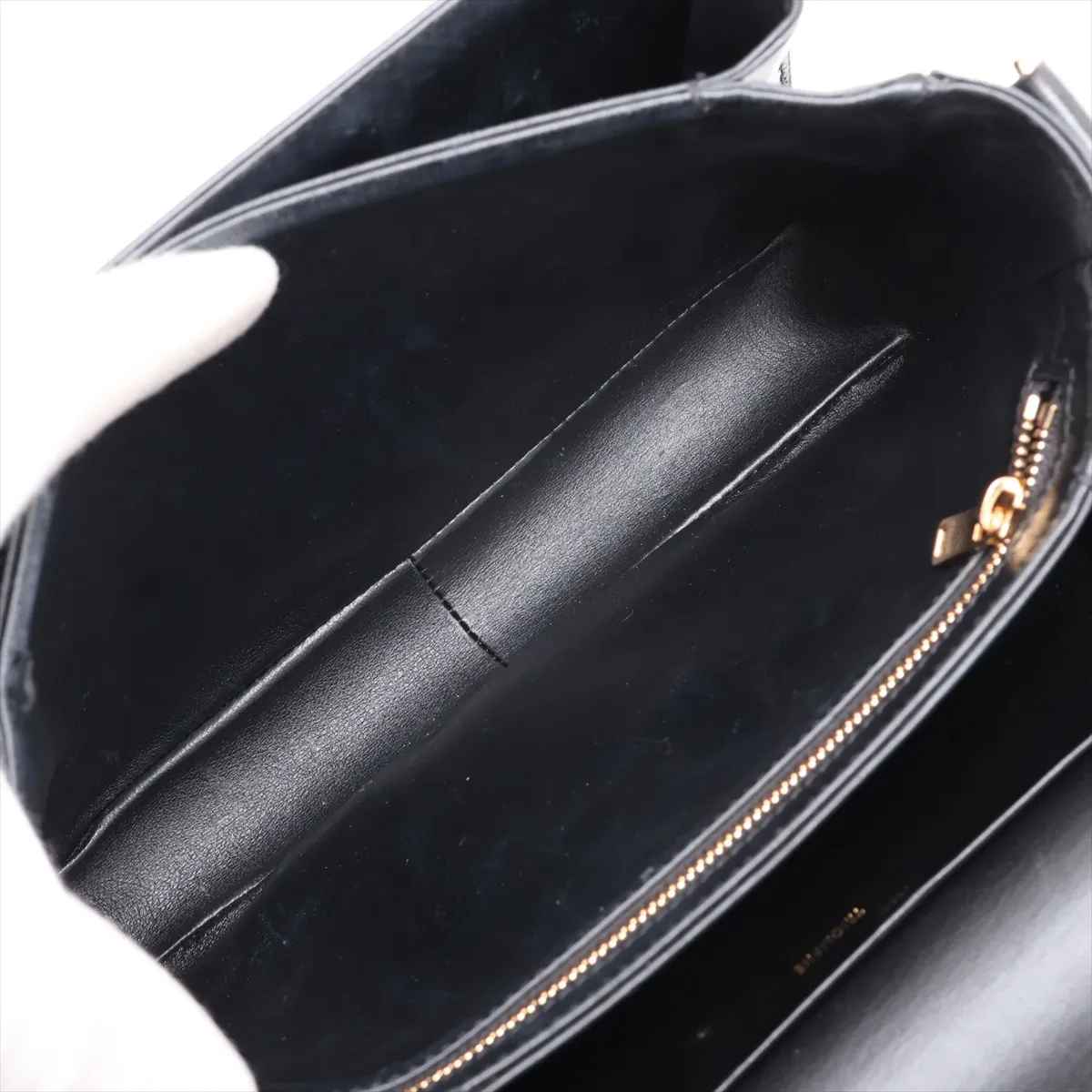Triomphe Teen Leather Shoulder Bag, Black — view 6